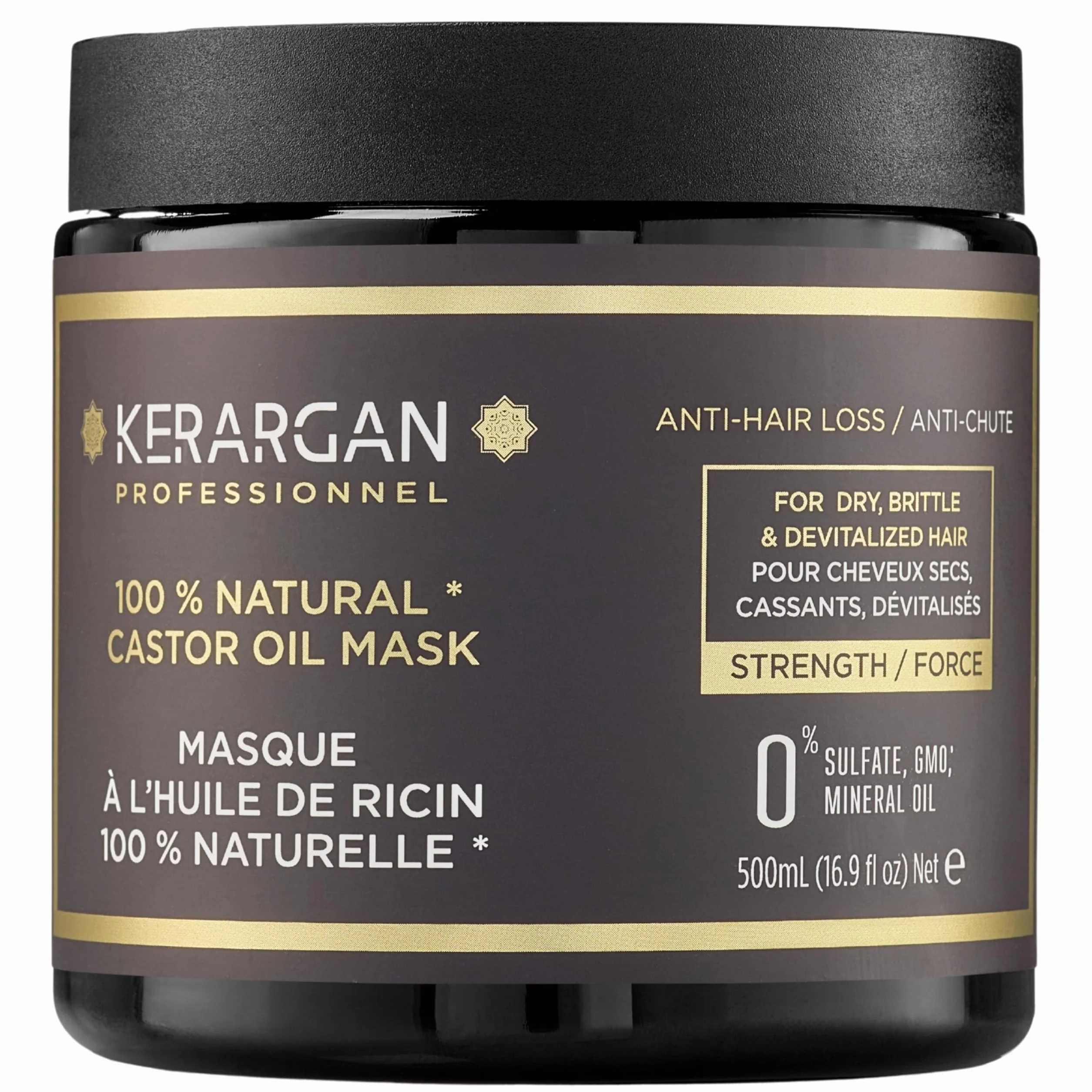 Kerargan Mascarilla Capilar Anti-Caída con Aceite de Ricino, Aloe Vera - 500ml