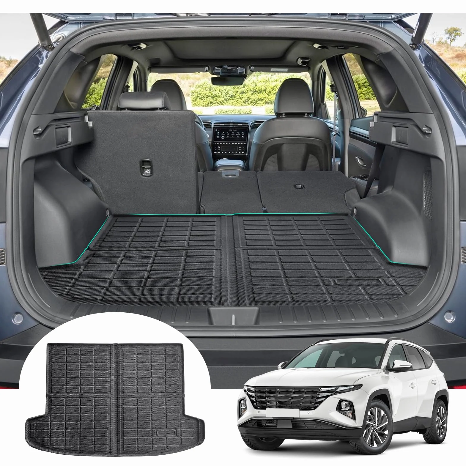GAFAT Compatible con Hyundai Tucson NX4 IV 2021-2026 2027 Alfombrilla de Maletero, Fácil de Plegar, 2025 Tucson Hybrid/N-Line Accesorios TPE Todo Tipo de Clima, Original Escaneo 3D Multifunción