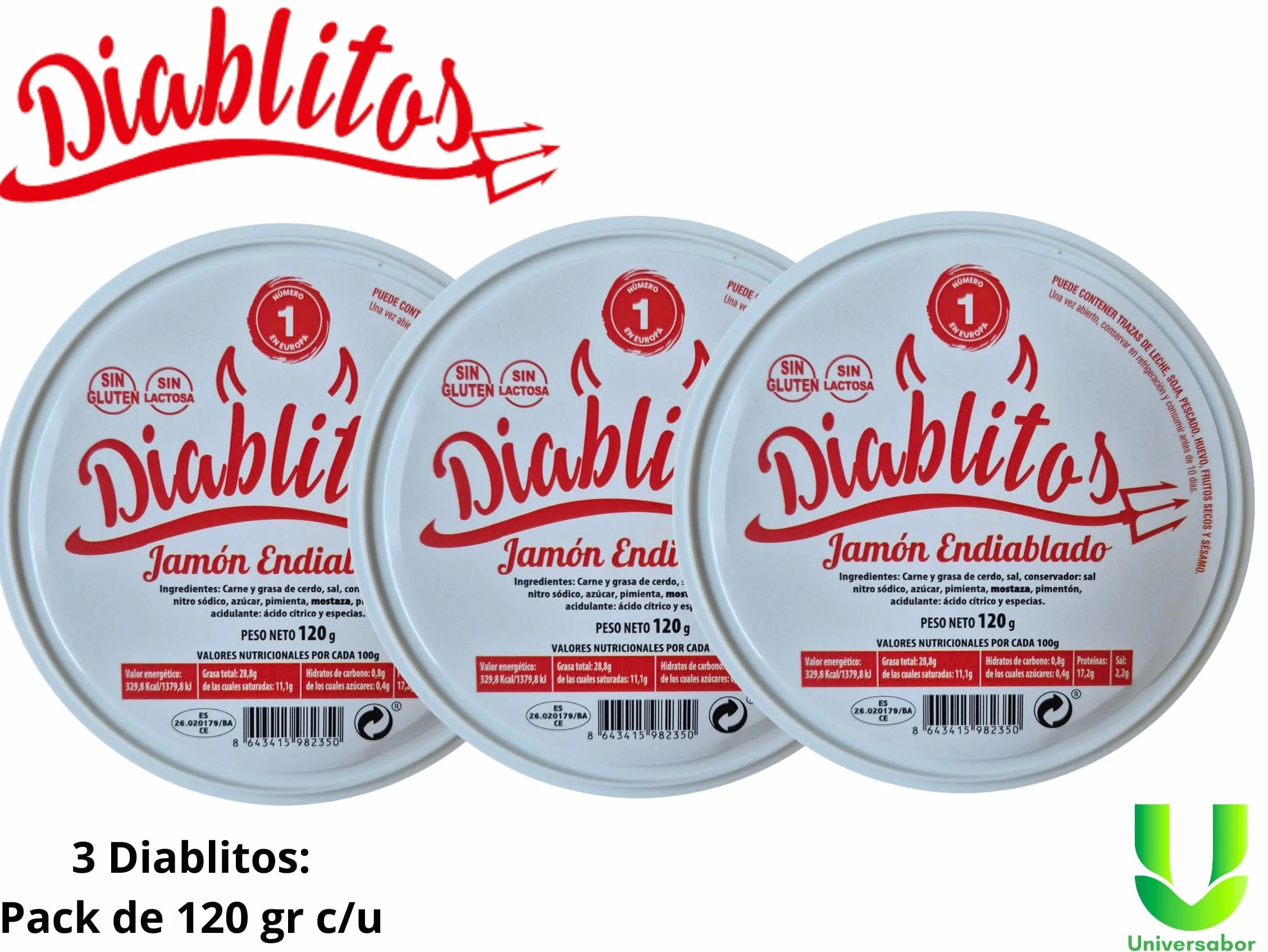 Pack 3 Latas Jamón Endiablado Diablitos 120 g – Auténtico Sabor Venezolano
