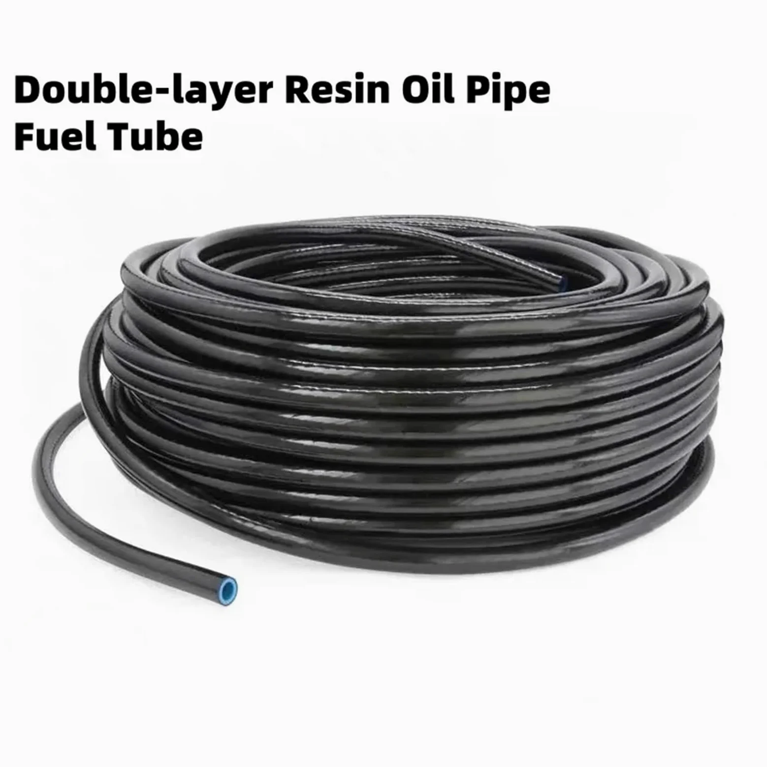 Tubo Gasolina Moto Tubo de aceite de resina de doble capa de 1M, tubo de combustible, tubo de sujeción de alambre resistente al aceite, manguera de gasolina, tubería diésel, núcleo negro de 6 ~ 14mm(5