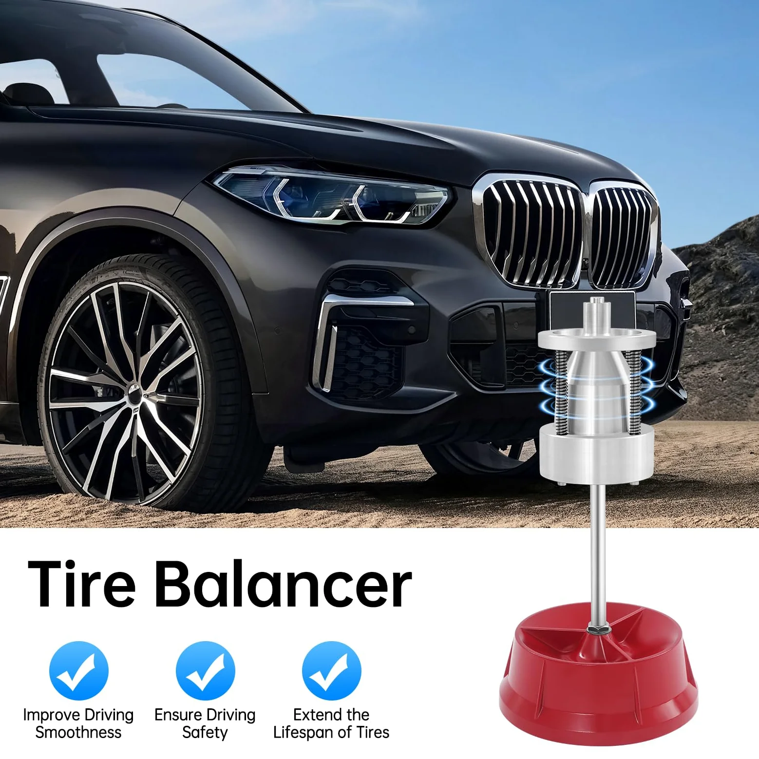 Equilibrio de neumáticos portátil, balanceador de neumáticos, cubo de rueda, balanceador para bujes con un diámetro de 1 a 4 pulgadas, la mayoría de los coches y camiones pequeños