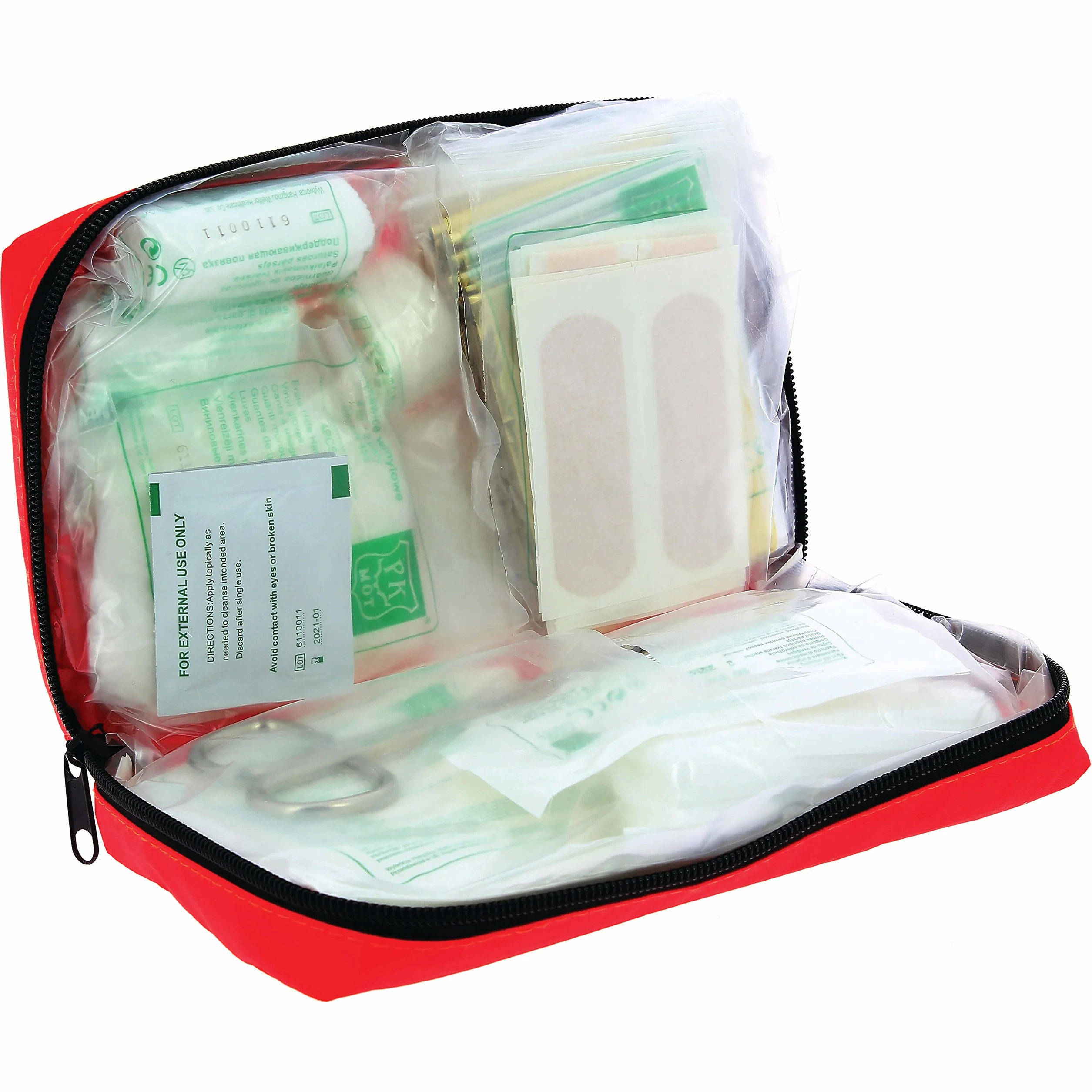 S SUMEX Botiquín Primeros Auxilios DIN 13164 Kit Emergencia para Coche, Cumple Normativa Europea, Equipamiento Completo, Bolsa Roja