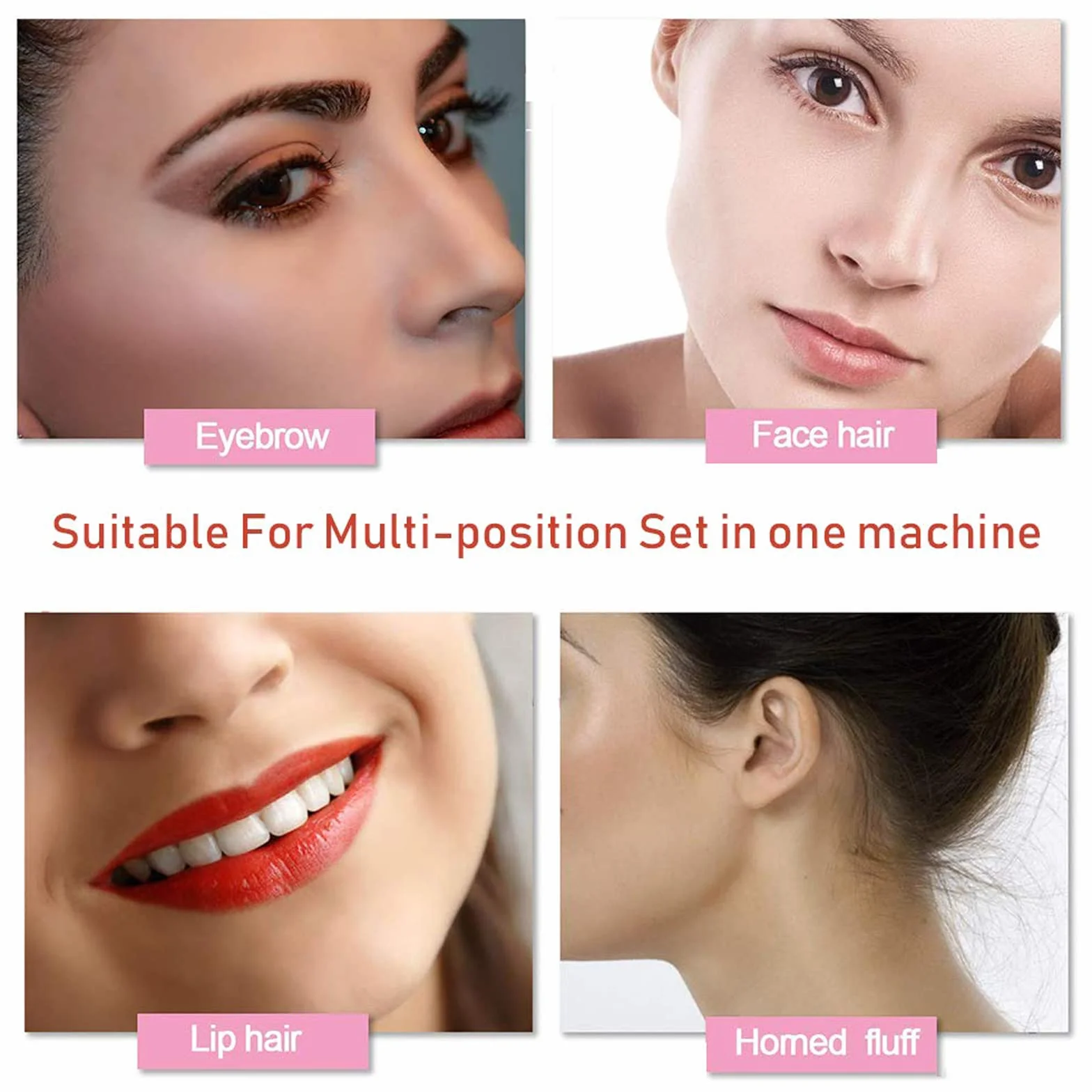 Depiladora Facial Mujer Recargable Impermeable Recortador de Cejas USB Portátil Sin Dolor Luz LED