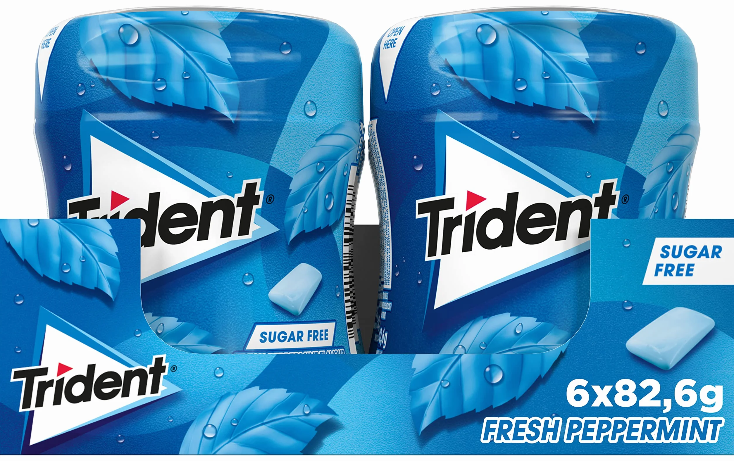 Chicles sin Azúcar con Sabor a Menta Trident Fresh Bottle 6 Botes 82,6 g