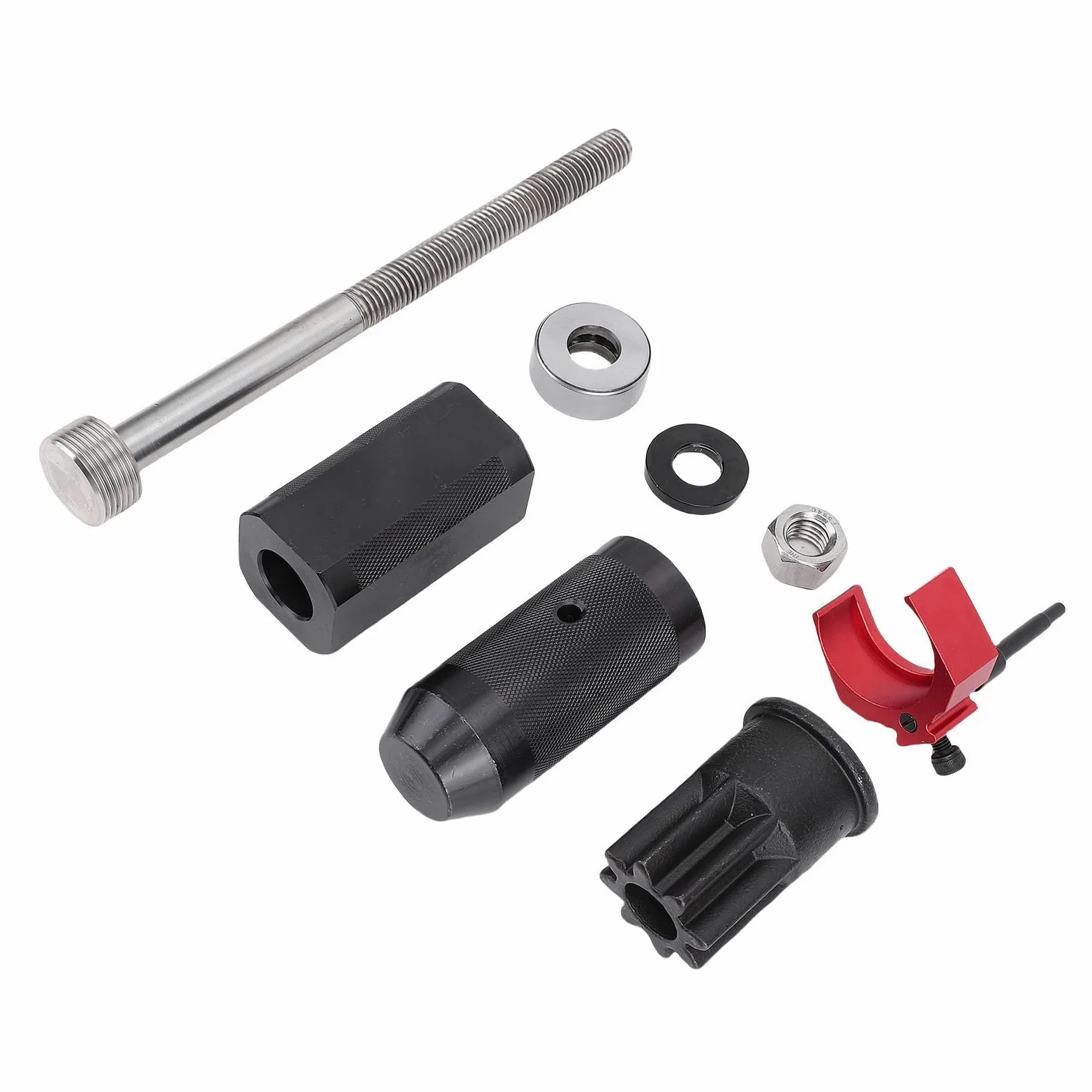 VGEBY Juego de Instalador de Removedor de Manga de Inyector, Kit de Herramientas de de Inyector Billet de Acero y Aluminio de 8 Piezas, Puente Extractor y Casquillo de Barra de Motor para Mecánica CAT