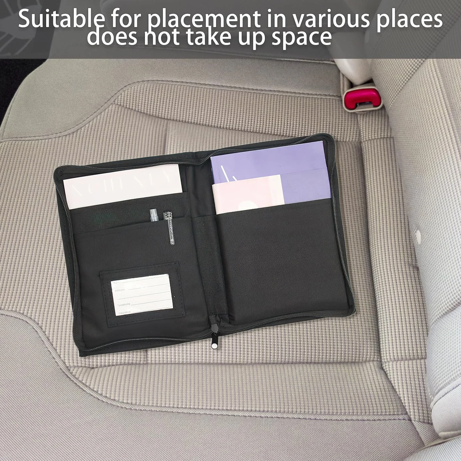 Carpeta Para Documentos A5, Organizador de Compartimento Para Guantera de Coche, Organizador de Guantera de Coche, Adecuada Para Cartera, Tarjeta de Aparcamiento, Soporte Para Gafas de Sol, Tarjeta de