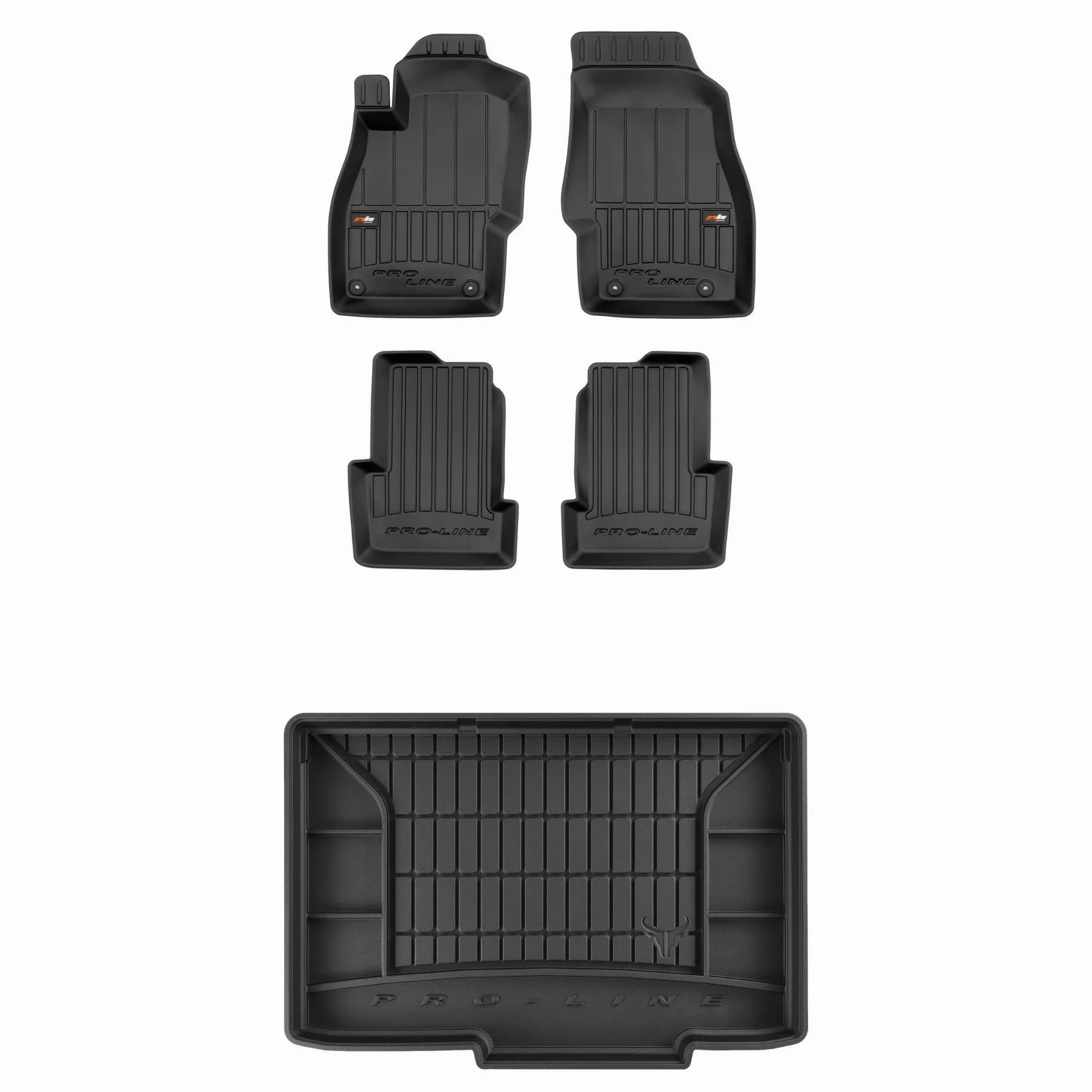 FROGUM ProLine 3D Un Juego de Alfombrillas de Goma para Coche y cubeta Maletero exclusivas Alfombras para Opel Corsa E 2014-2019 | Los Bordes más Altos