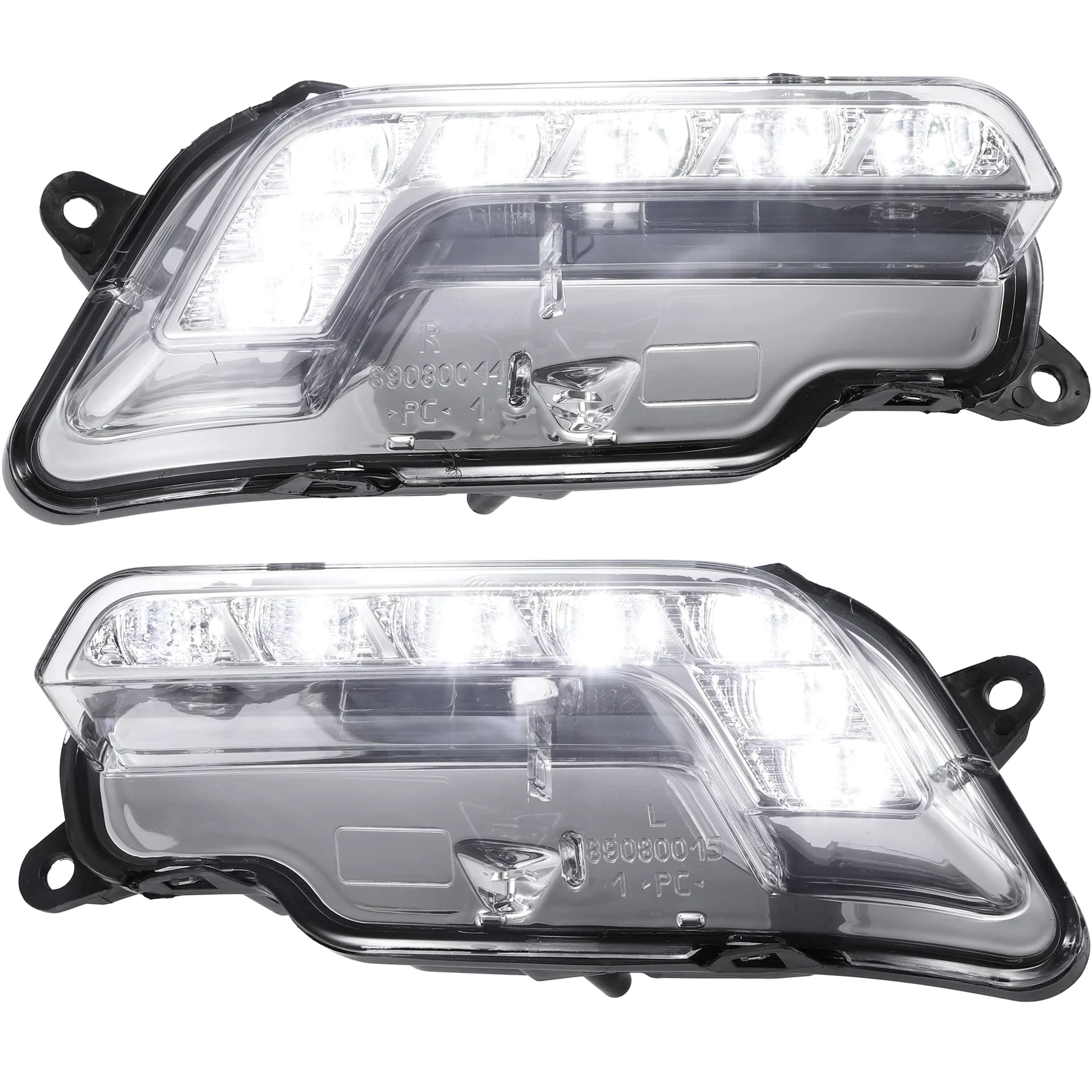A ABSOPRO Luz De Circulación Diurna LED Para Mercedes-Benz E350 10-16 1 Par | Plástico, Luz Blanca, Carcasa Negra, 13.5V, 11W, 25.5x9.5x10.5cm, OE:2128200756/856, Para E550 10-16, Para E63 para AMG 10-15