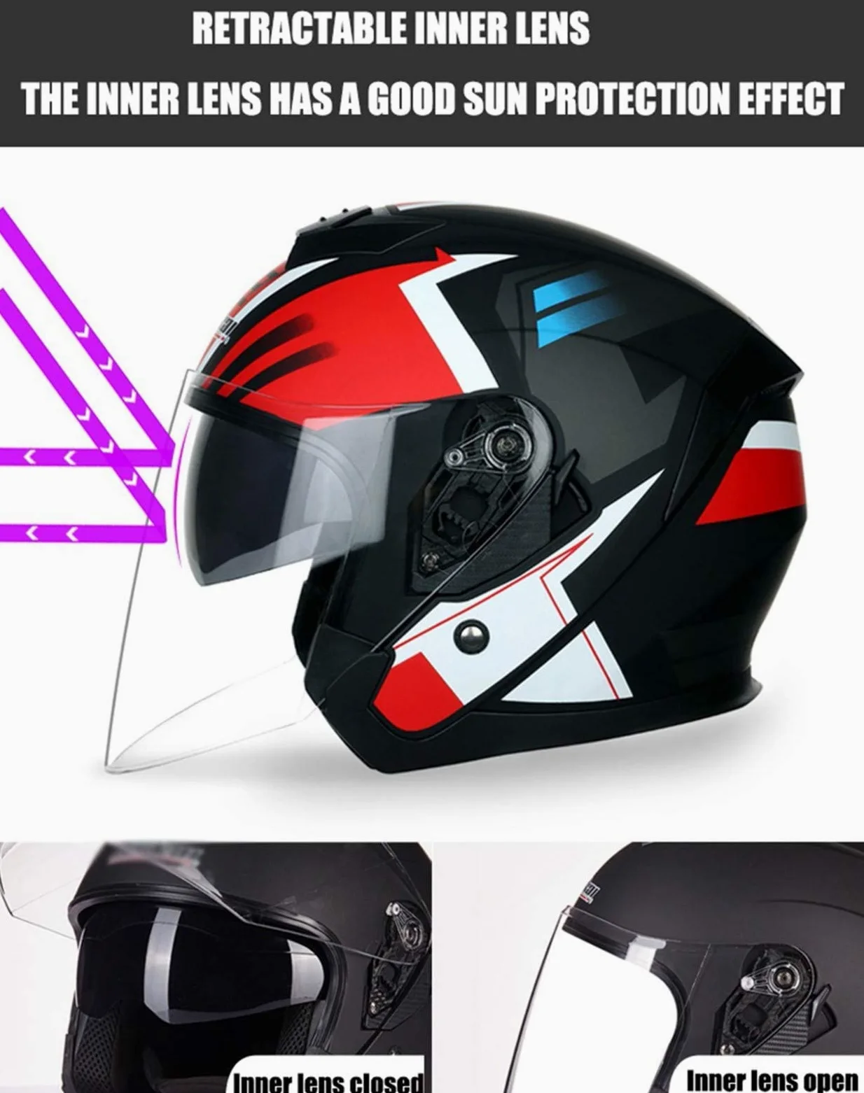 Cascos Protectores para Motocicletas Casco Abierto para Motocicleta Casco de Media Cara para Motocicleta Abs Moto Eléctrica ty Doble Lente Moto Casque Casco Moto para Adultos Hombres Mujer