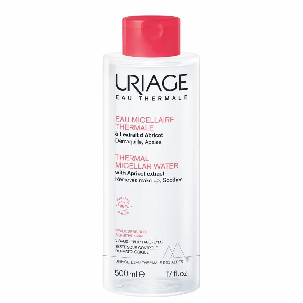 Uriage Agua Micelar Termal 3 en 1 500ml para Piel Sensible - Limpia y Desmaquilla Rostro y Ojos