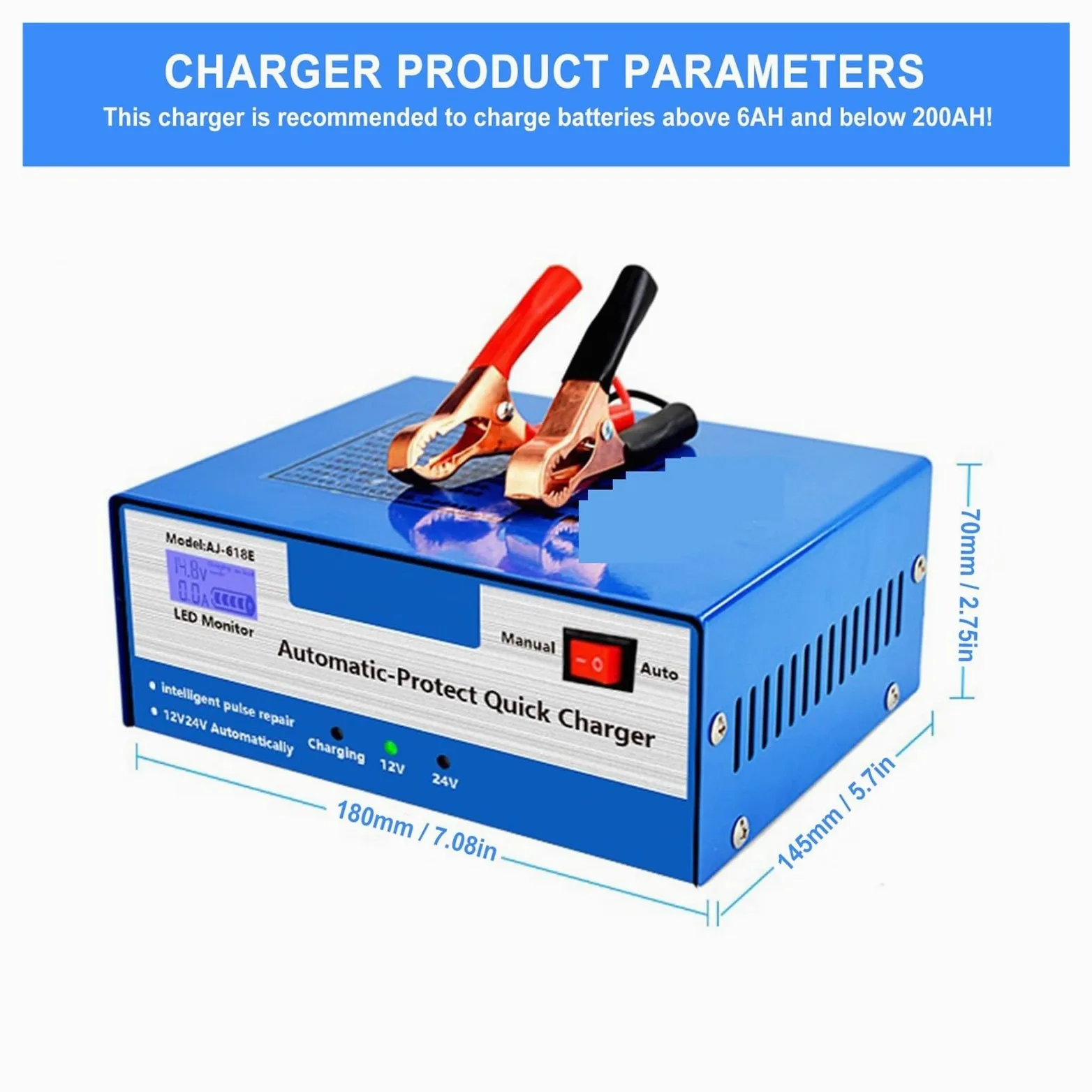 Cargador De Batería Coche Pulso 12V For Motocicleta, Eléctrico, Camión, Etc., Dispositivo Reparación, Herramientas Carga Inteligentes Automáticas FáCil De Usar