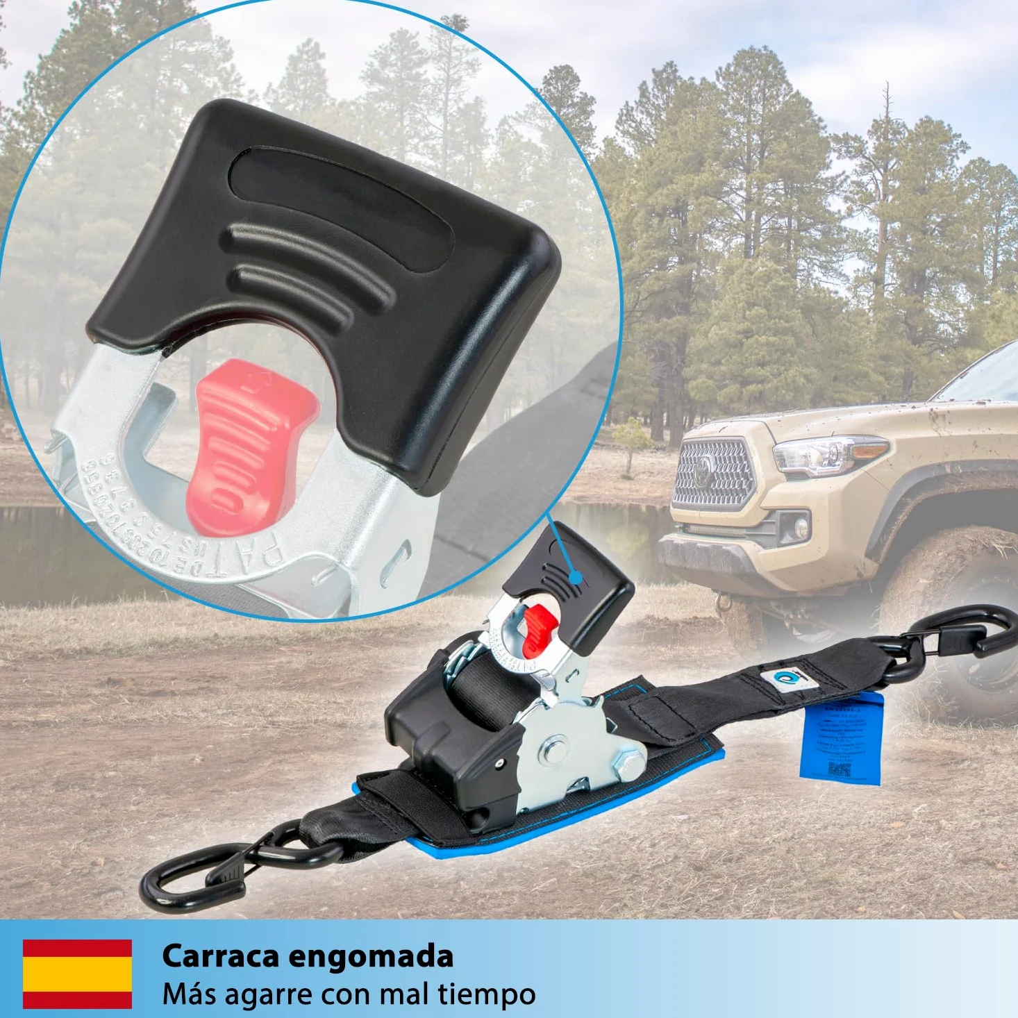 valonic Tanuki - 2X 3m XXL eslingas automáticas con carraca y Gancho, 50mm, 650/1300 Kg, Acolchado, EN-12195-2 - cinchas de Amarre con trinquete, para Sup Board o Moto, Negro