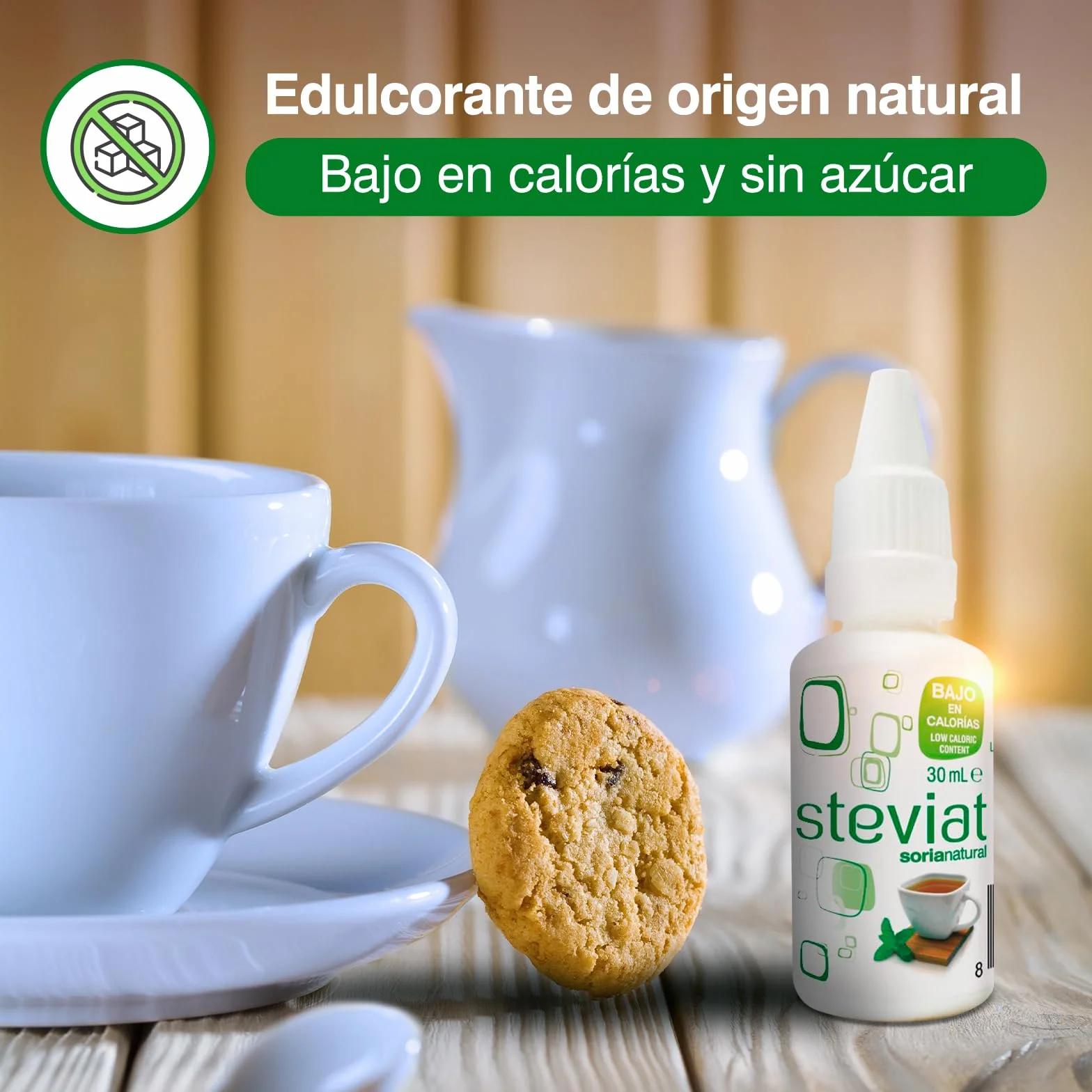 Soria Natural Steviat gotas Edulcorante de Mesa 100% Natural a Base de Glucósidos de Esteviol Stevia rebaudiana Sustituto de Azúcar Líquido Bajo en Calorías 30 ml