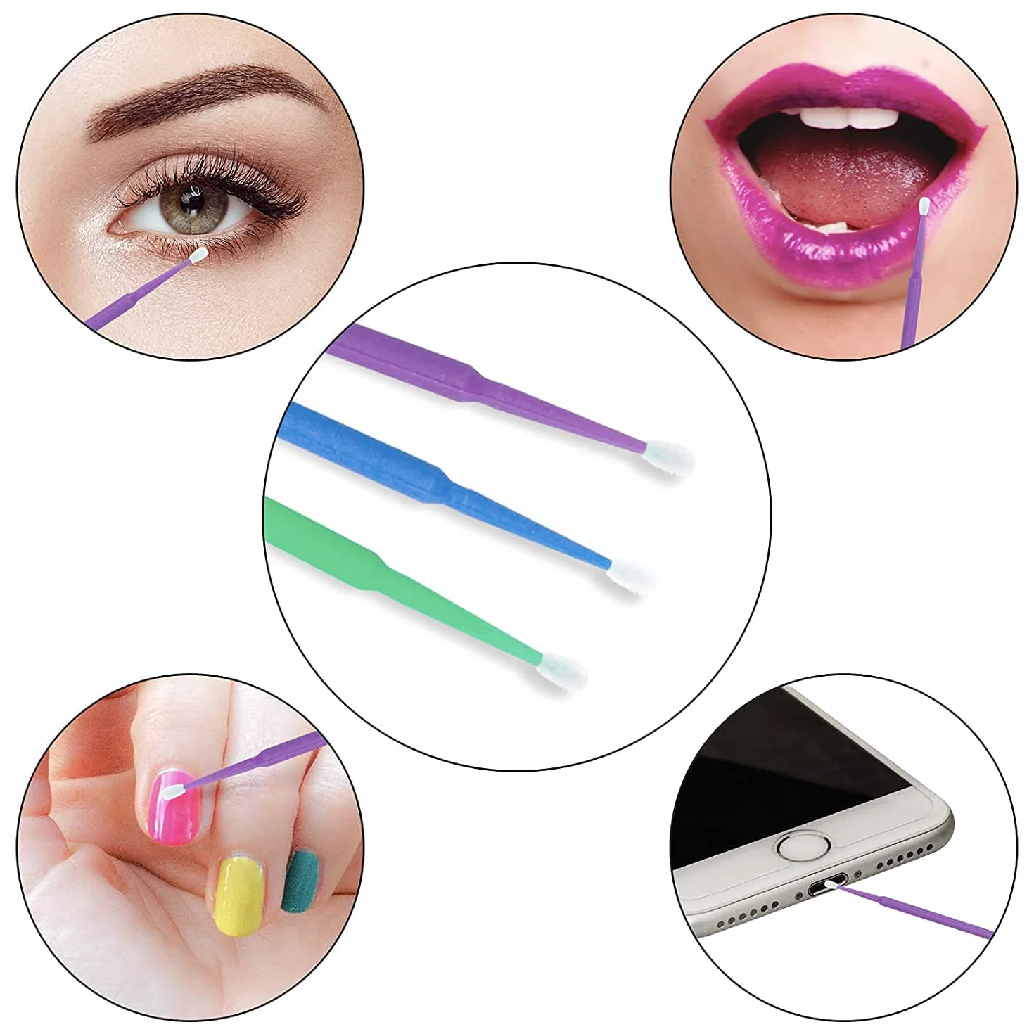 200PCS Microcepillos Aplicadores Desechables para Extracción de Pestañas, Maquillaje, Nail Art y Limpieza