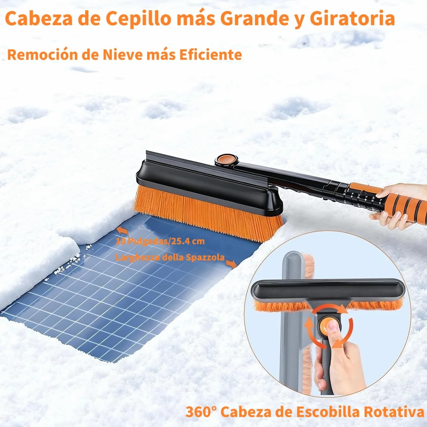 120 CM Cepillo de Nieve para Automóviles, 6 en 1 Raspador de Hielo para Limpiaparabrisas, Pala de Nieve con Mango Telescópico para Automóviles, SUV, Camiones