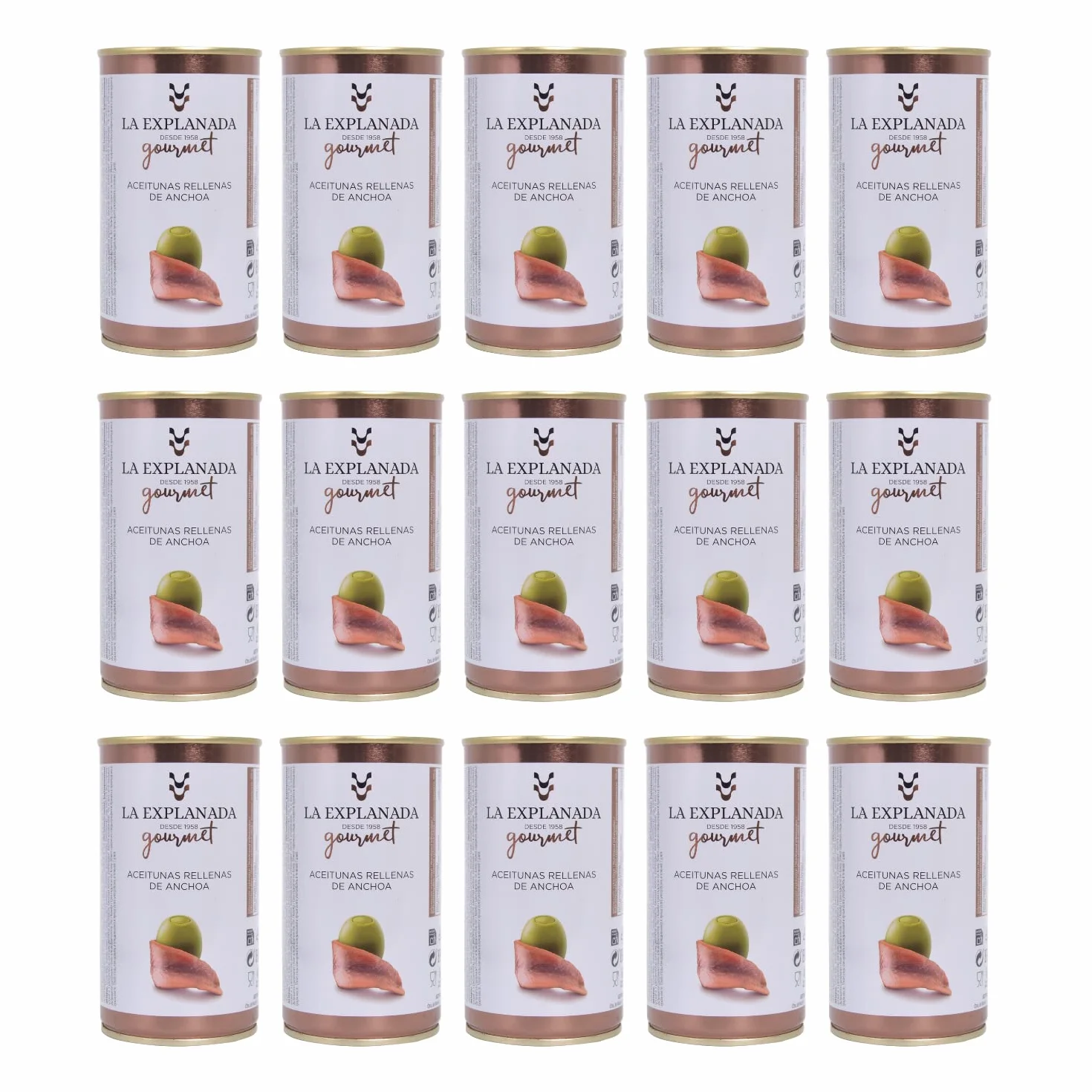 Aceitunas rellenas de anchoa La Explanada Gourmet 350 g pack 15 unidades
