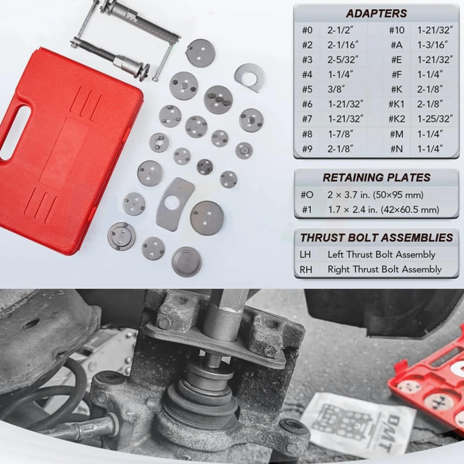 cojinete de leva Compatible con herramientas de reparación garaje | Compresor de pistón de freno trasero de viento, pinza de freno de disco de coche Universal, 22 Uds.(12pcs)