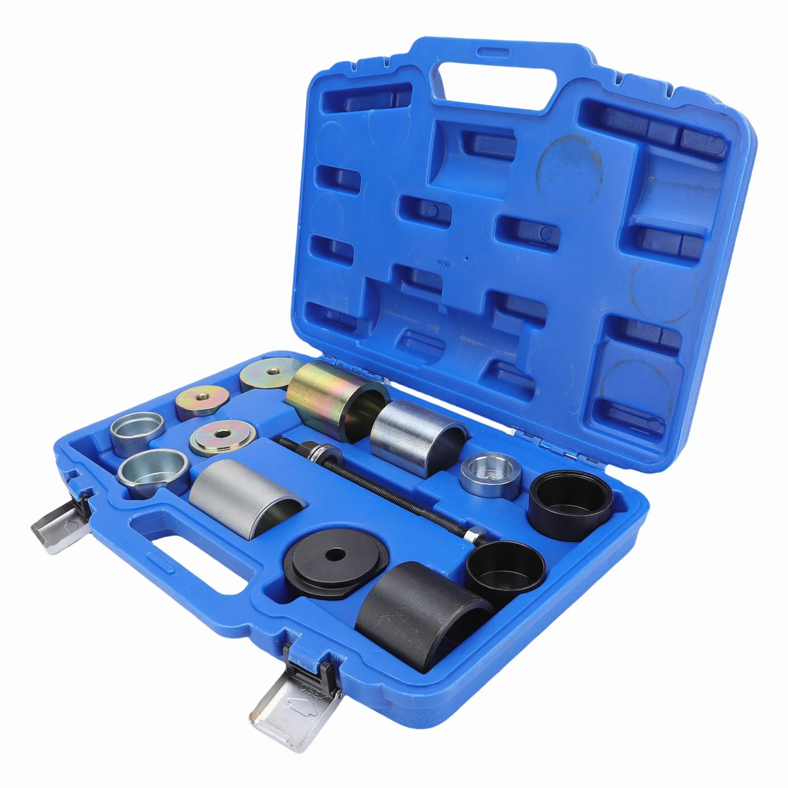VGEBY Kit de Herramientas para Diferencial y Casquillo de Eje, Juego de Extractor de Cojinetes Silencioso de Acero Al Carbono, 14 Piezas con Varilla Roscada y Manguitos Adaptadores para Extracción