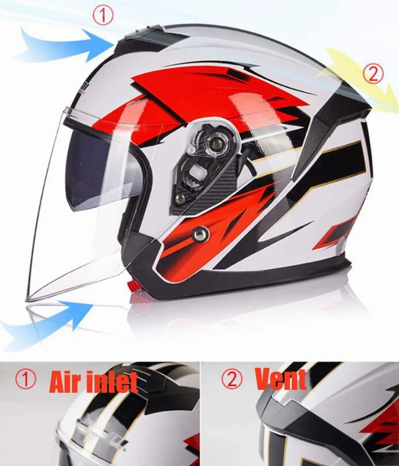 Cascos Protectores para Motocicletas Casco Abierto para Motocicleta Casco de Media Cara para Motocicleta Abs Moto Eléctrica ty Doble Lente Moto Casque Casco Moto para Adultos Hombres Mujer