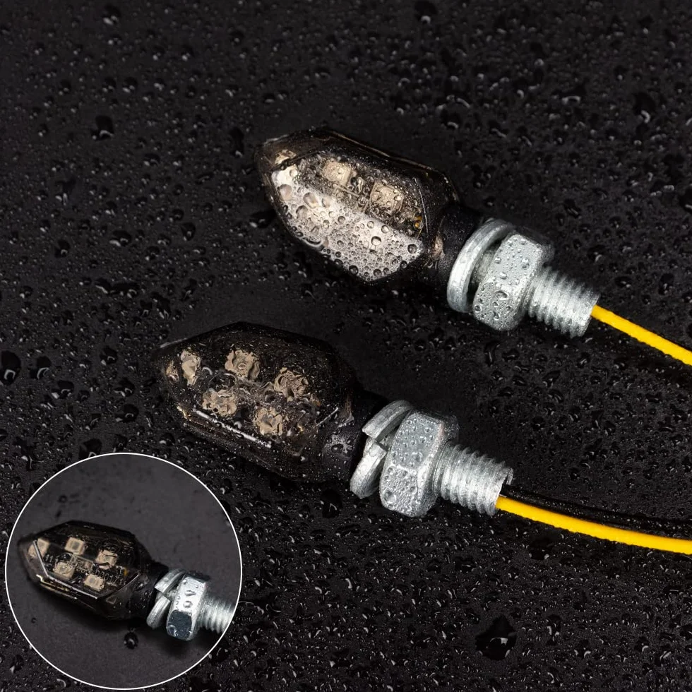 4PCS Intermitentes Moto Homologados ECE R50, Mini Indicadores Universal para Motocicletas de 12V, Luces de Señal de Giro Ámbar, Impermeables IP65, Compatible con Rosca M8