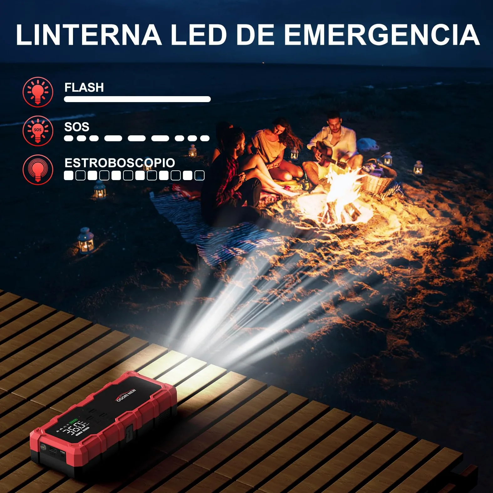 Arrancador de Coche 8000A,Arrancador de Baterias para Coche 12V con Compresor Aire Portatil(para 10L de Gasolina o 8L de Diésel),Jump Starter con Pinzas de Seguridad Inteligentes/luz LED