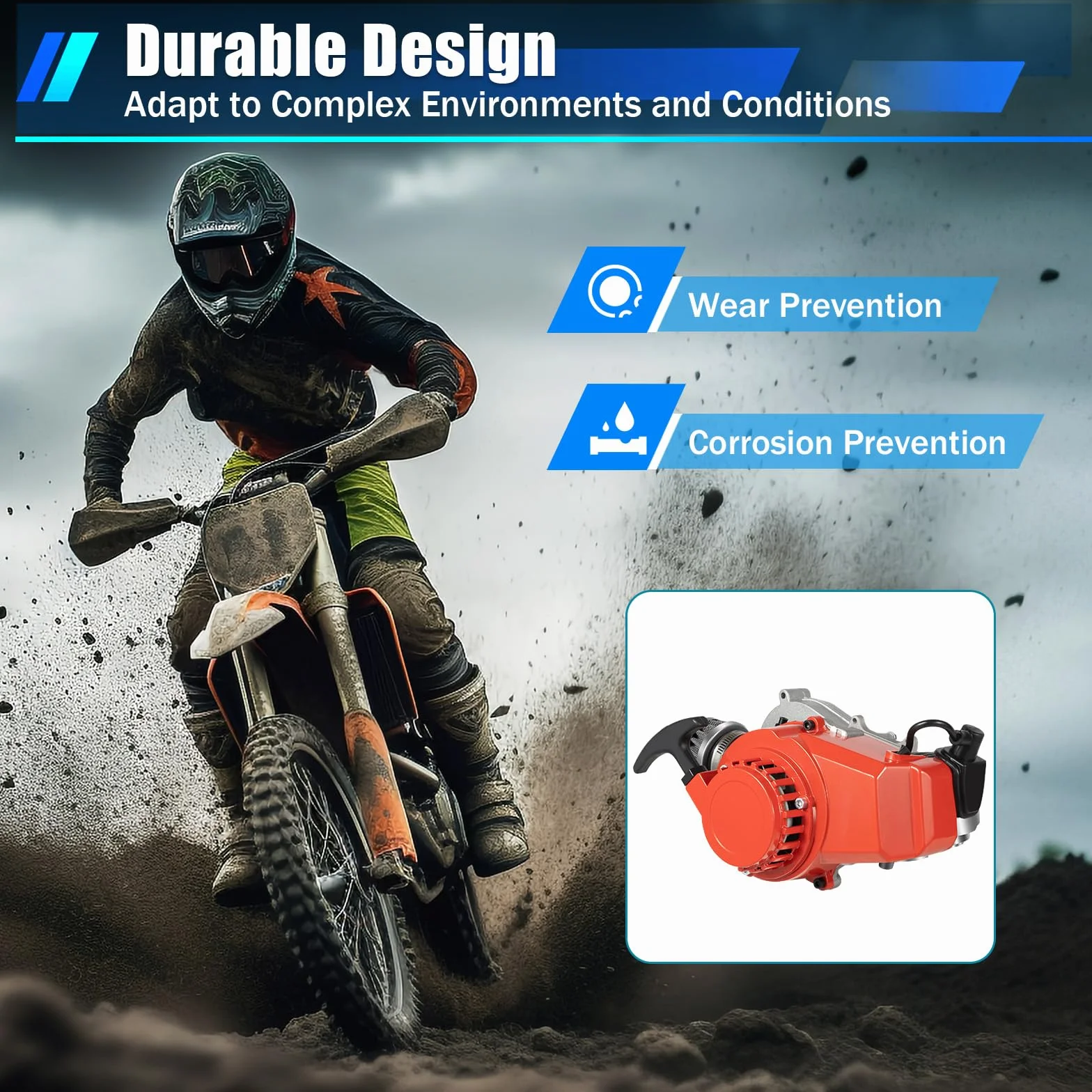 Motor de gasolina de 49 cc de 2 tiempos, motor ligero con 1,9 kW de potencia y arranque por cable, velocidad máxima de 48 km/h, ahorro de combustible para motos pequeñas, minimotos Dirt Bike ATV