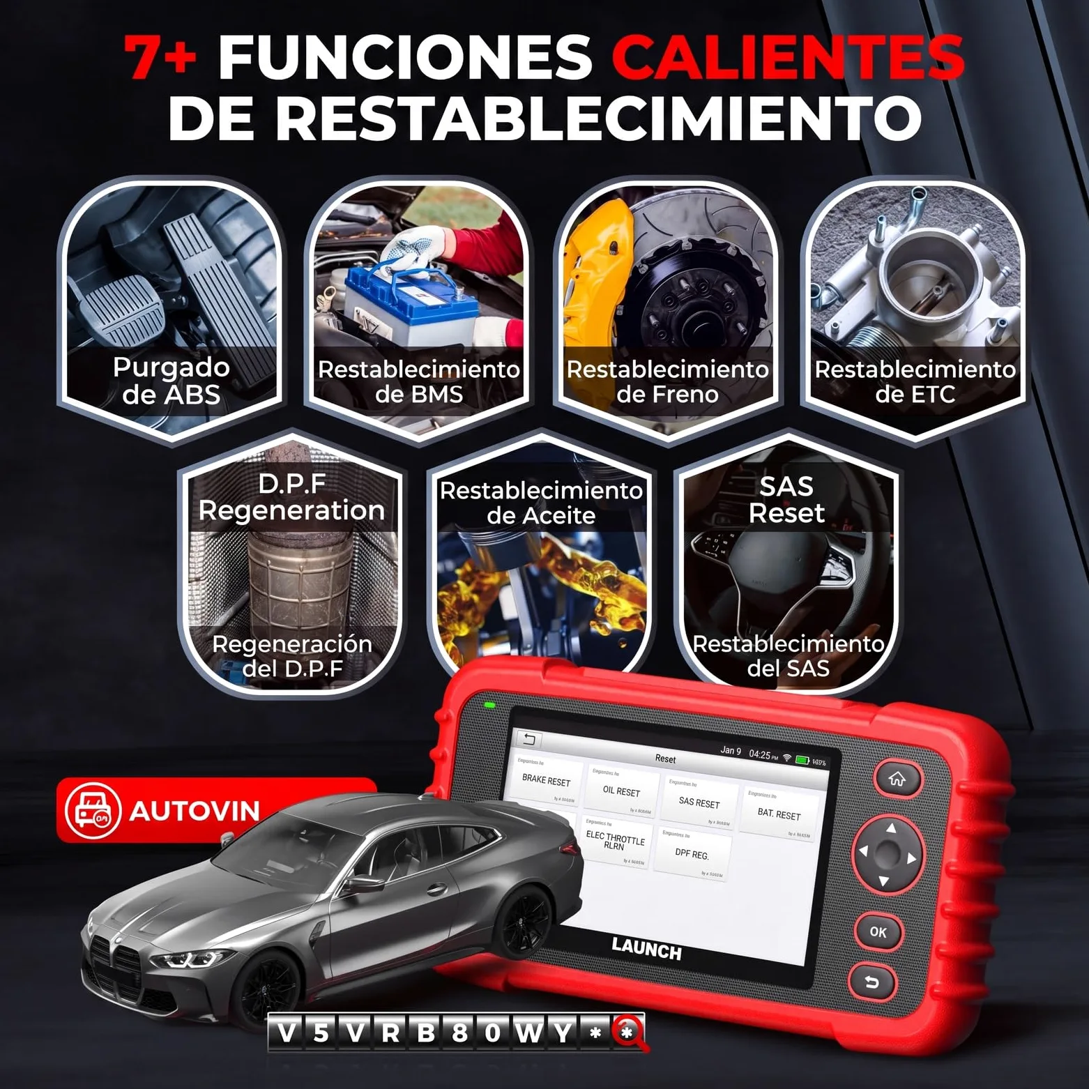 LAUNCH CRP123X V3.0 64G - Dispositivo de diagnóstico profesional OBD2 para todos los coches y marcas - Diagnóstico de 4 sistemas con reinicio: servicio de aceite EPB DPF, prueba de batería SAS/BMS