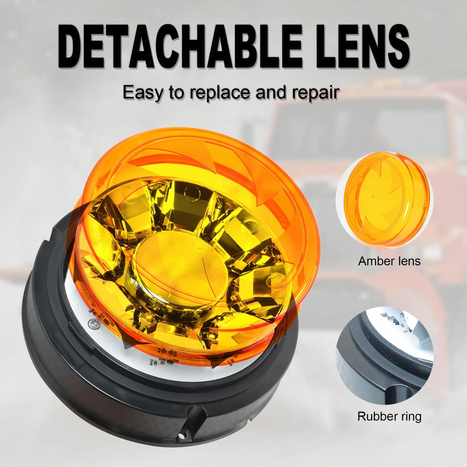 Agrieyes Luces estroboscópicas LED con lente reemplazable, advertencia de emergencia, luz intermitente ámbar para vehículos, camiones, tractores, automóviles postales