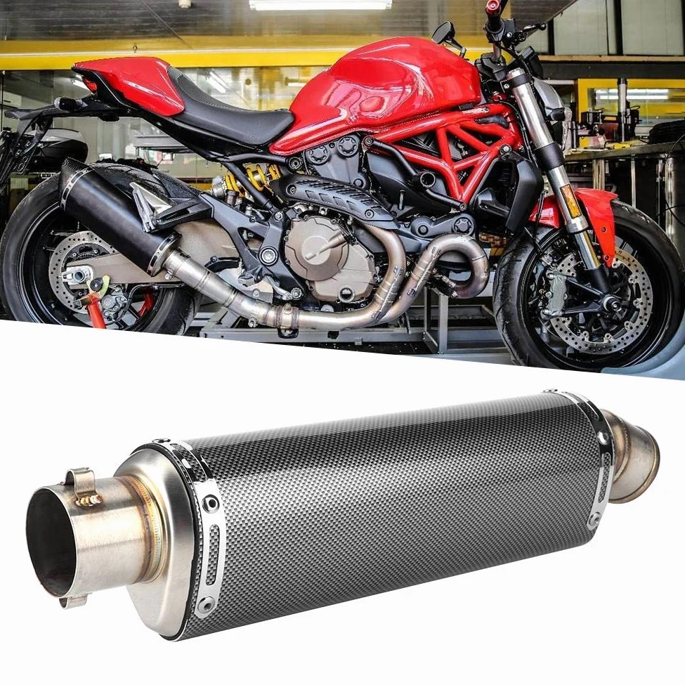 Tubo de escape, 51mm/2in Universal Moto Scooter Tubo de escape Textura de fibra de carbono apto para R3 R6 R15