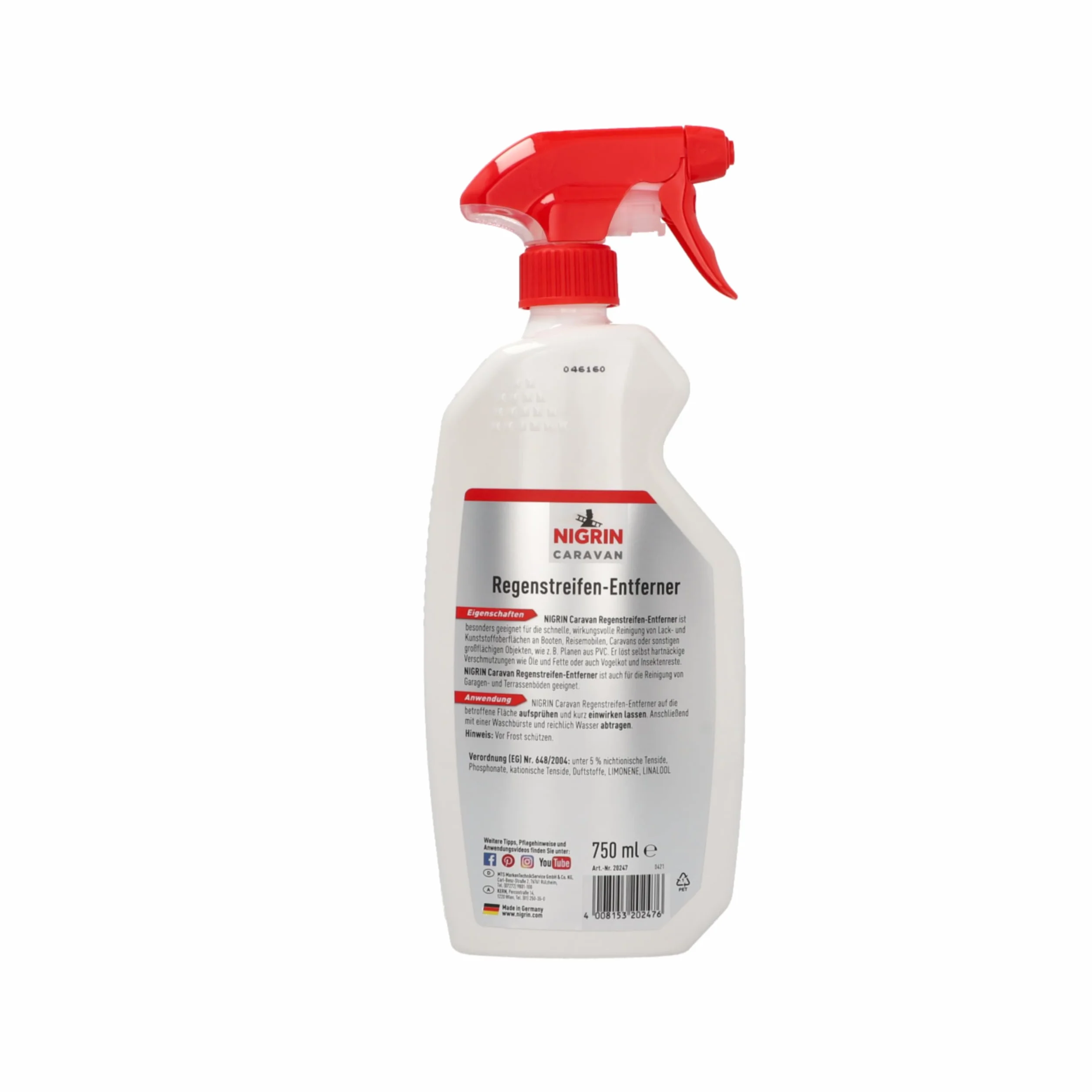 NIGRIN Caravan - Eliminador de tiras de lluvia para superficies de pintura y plástico y suelos, 750 ml