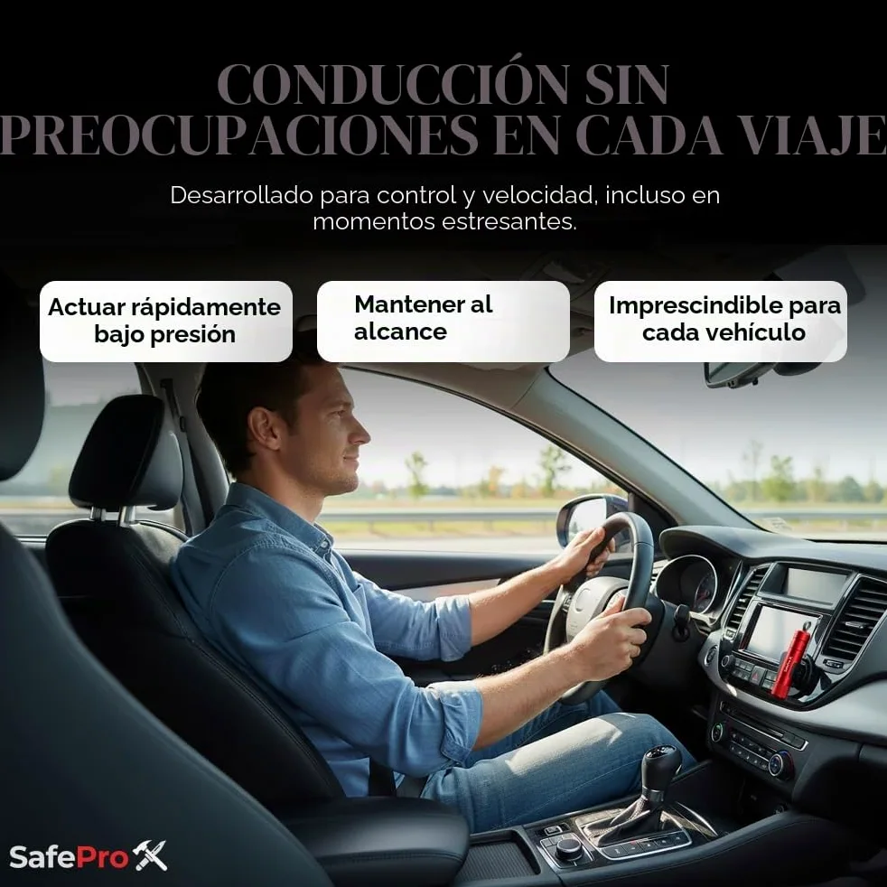 Herramienta de Escape de Emergencia SafePro X, Rompevidrios y Cortador de Cinturón de Seguridad, Herramienta Esencial de Seguridad Automotriz y Rescate de Emergencia. (Paquete de 2) (Paquete de 2)
