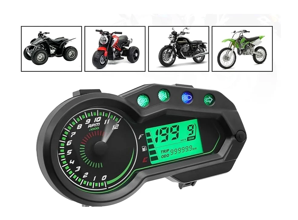 Velocímetro Digital para motocicleta medidor 12000 RPM | Tacómetro universal para motocicleta medidor 12000 RPM, velocímetro indicador marcha del vehículo, odómetro de viaje,