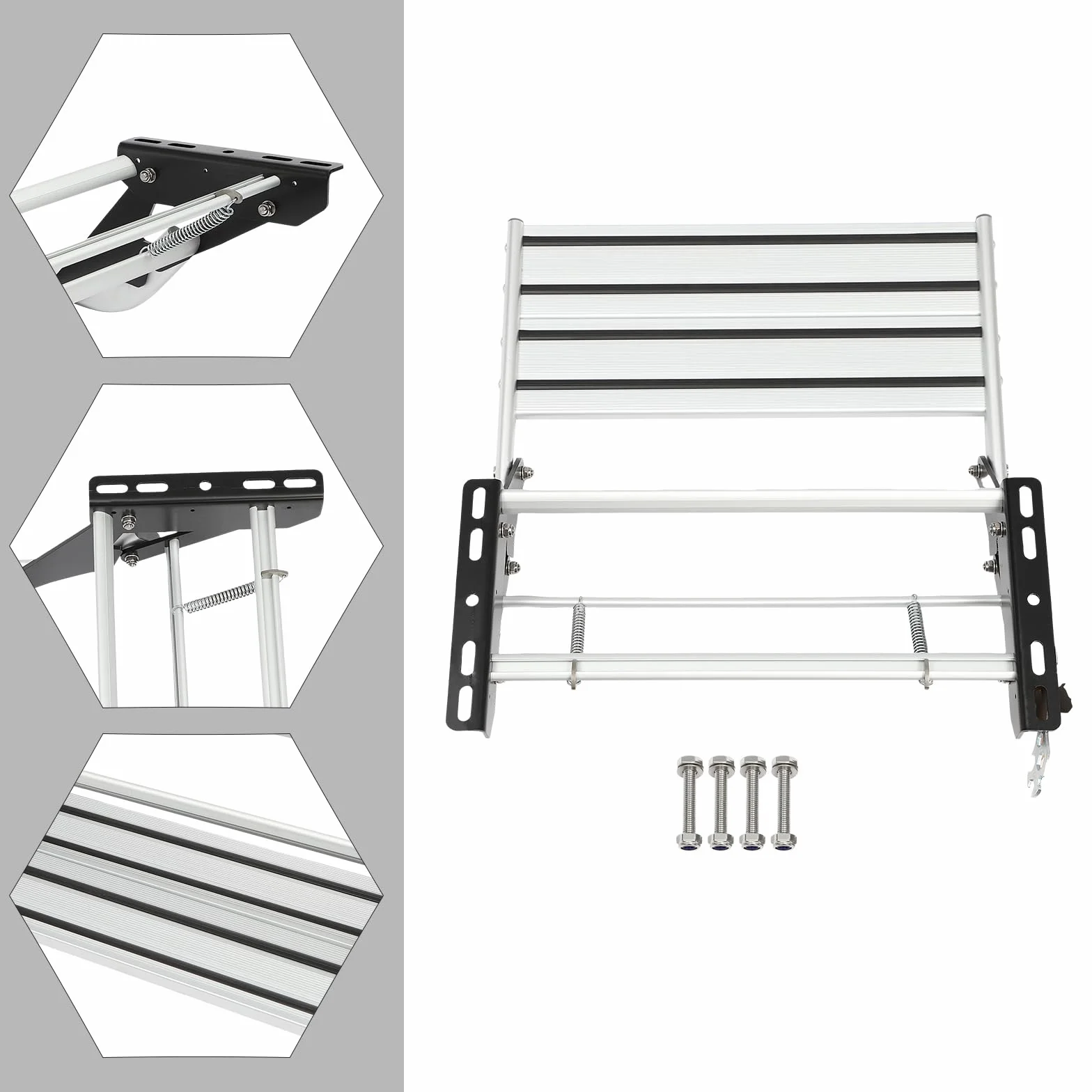 Escalón manual de aluminio para autocaravana (sin iluminación) | Escalón de camping plegable con goma antideslizante y capacidad de carga de 150 kg | perfecto para caravanas | remolque