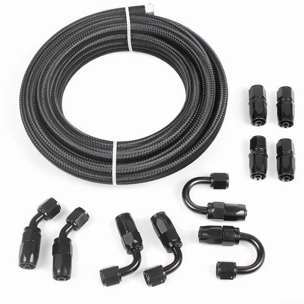 Kit de manguera AN6 de 6 m de longitud con 10 accesorios para refrigerante de aceite y uso del sistema de combustible en configuraciones industriales y de rendimiento