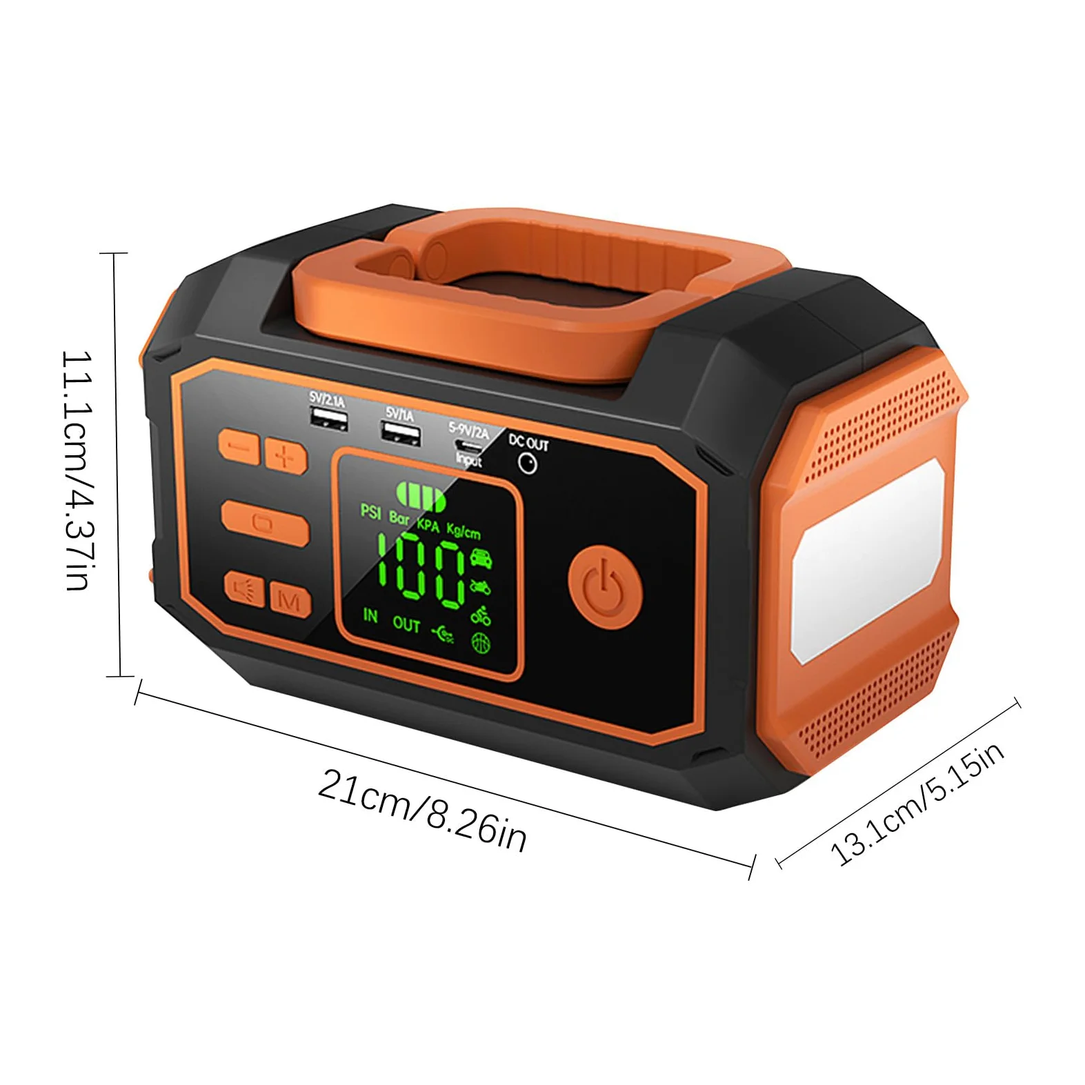 Inflador De Neumáticos Compresor De Aire Automotriz con Luz LED | Bomba De Neumáticos Con Manómetro Digital Para Autocaravana Camping Bicicleta Motocicleta Vehículo SUV Camión Garaje En