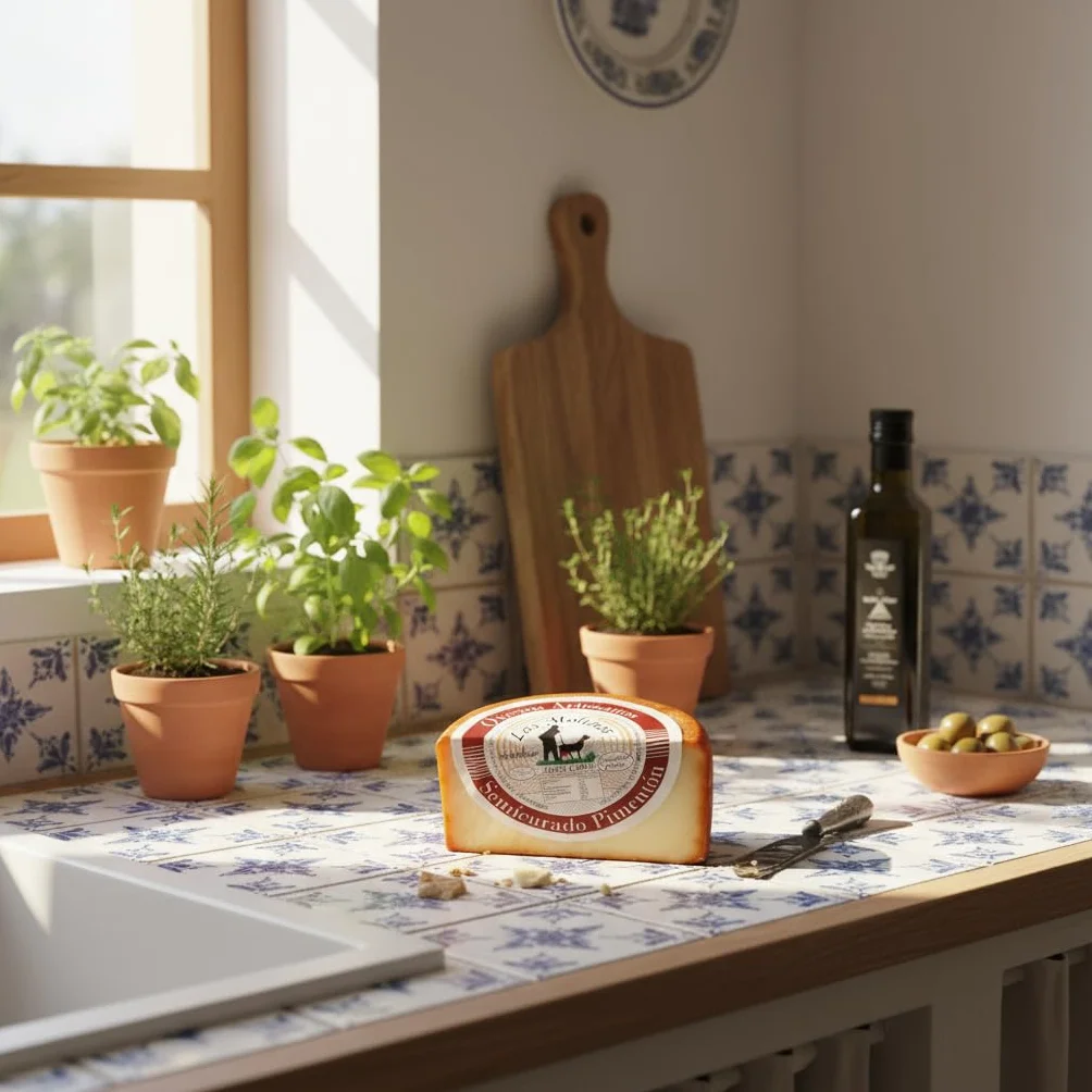 Queso Artesano Semi Curado Pimentón 100% Leche de Cabra Medio Gourmet