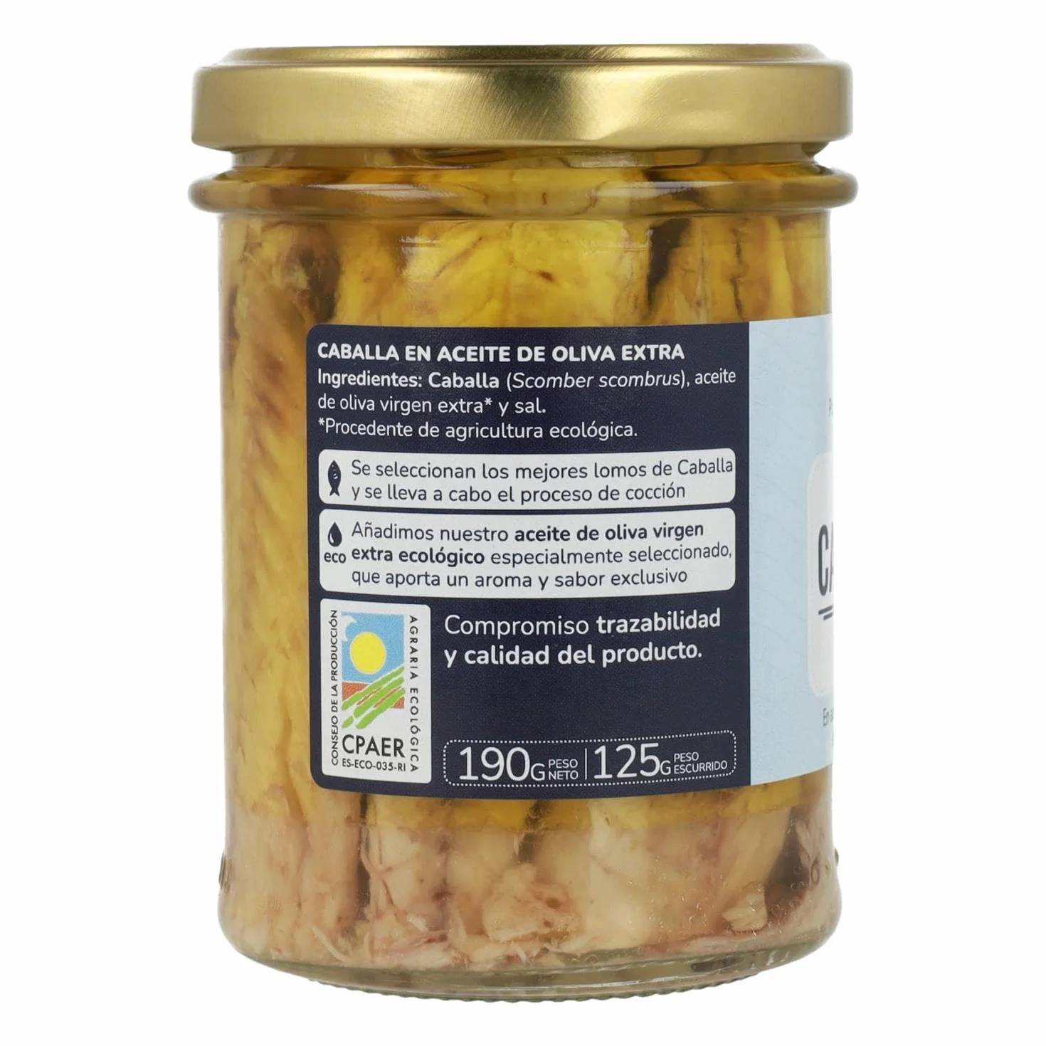 Pack 6x Caballa en Aceite de Oliva Virgen Extra 190g, Conserva Ecológica Artesanal, Rica en Omega-3 DHA