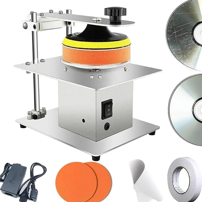 Máquina pulidora de discos para reparación de DVD/CD, reparación de arañazos y recuperación de datos, acero inoxidable, ajuste de 7 velocidades, 6000 r/min para una limpieza eficaz