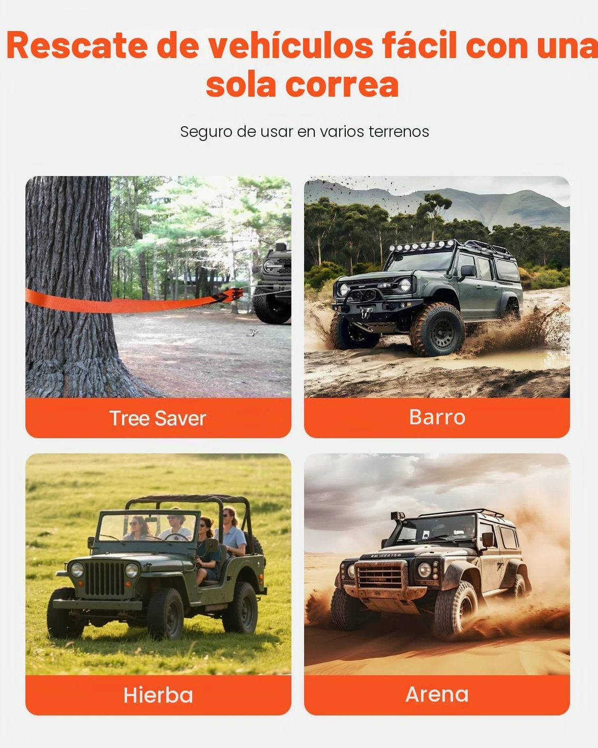 VEVOR Kit de Recuperación de Correas de Remolque, 76,2 mm x 9,1 m Capacidad de 16329 kg Correa de Cabrestante con Fundas Protectoras y Bolsa de Almacenamiento, Grilletes de Anilla en D para SUV, ATV