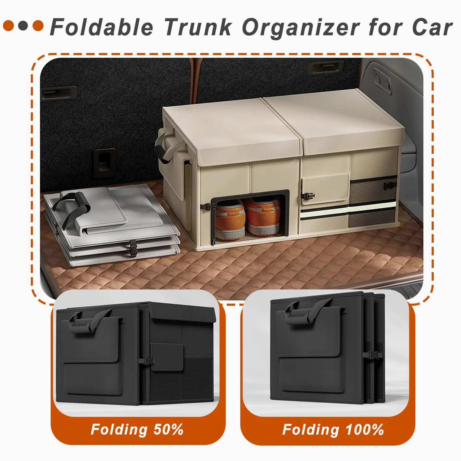 Organizador de maletero plegable con asas reforzadas, bolsa de carga impermeable para coches, material Oxford 600D duradero, perfecto para almacenamiento de vehículos