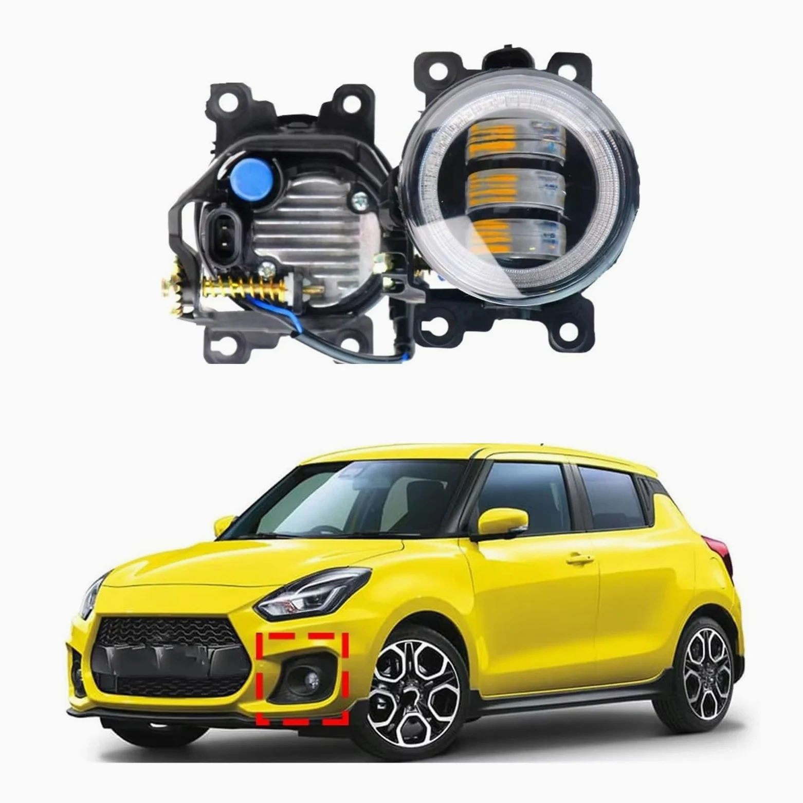 Genérico 2 Piezas Para Suzuki Para Swift Para Sport 07-20 30W 6000LM LED Antiniebla Angel Eye Diurna H11 Canbus Conjunto Lámpara Delantera DRL Faros Antiniebla
