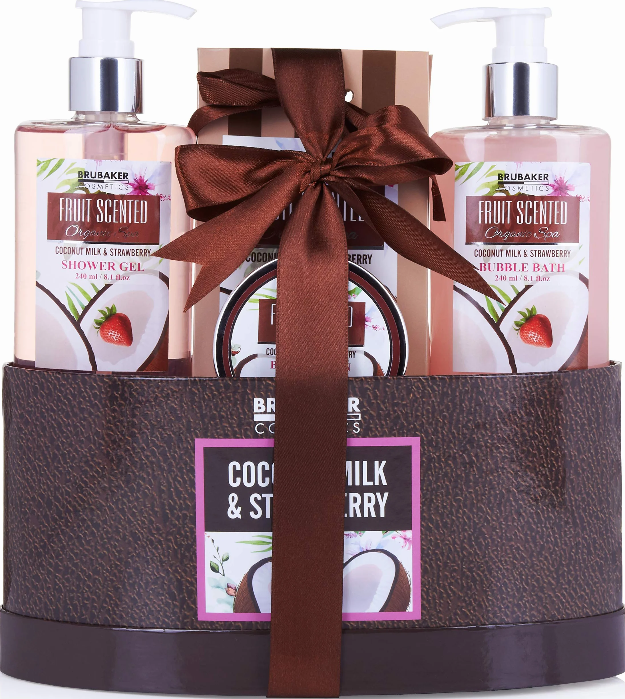 BRUBAKER Cosmetics Set de Baño y Ducha Leche de Coco y Fresa 5 piezas Regalo Mujer