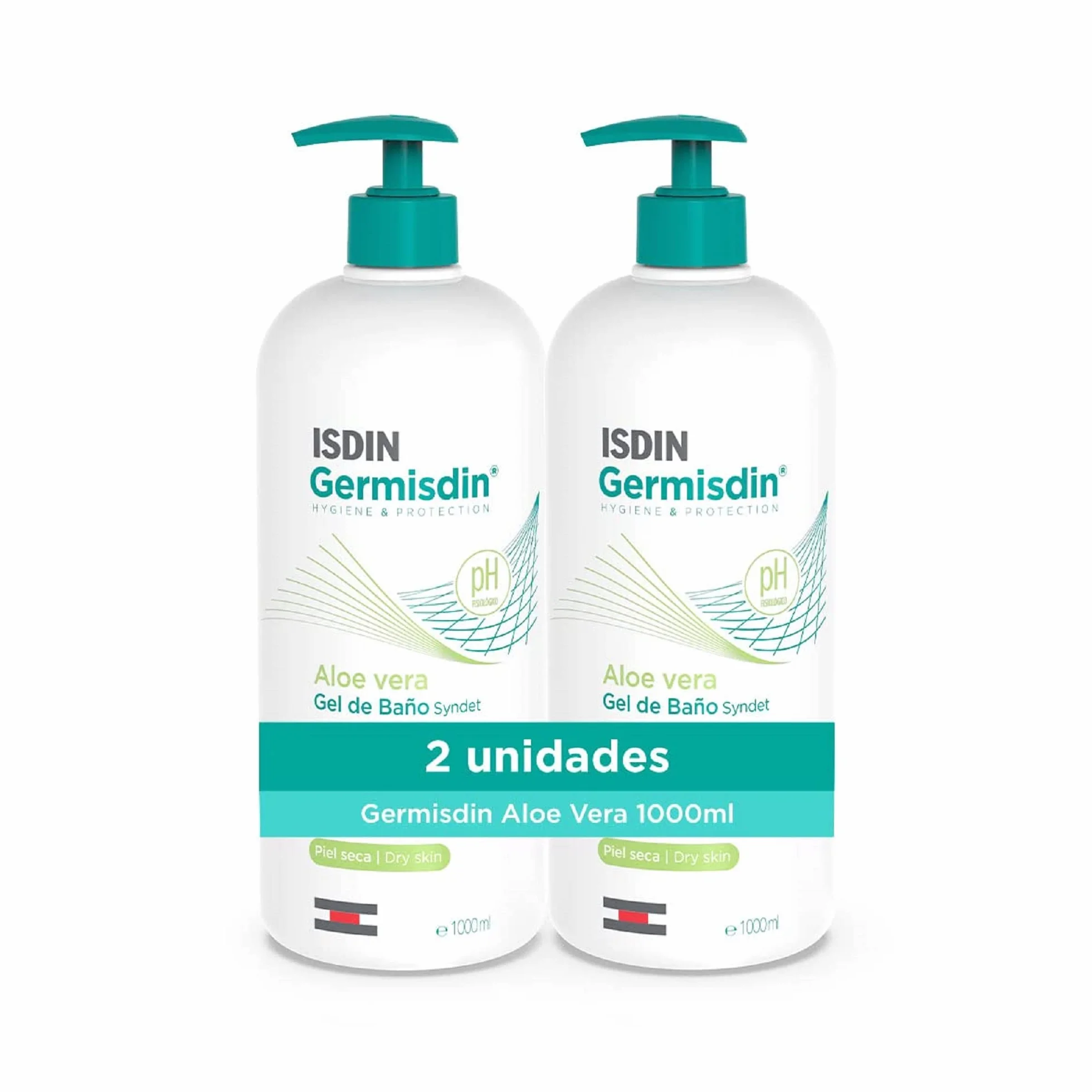 ISDIN Germisdin Aloe Vera Gel de Baño Syndet 1 L Paquete de 2 Higiene Corporal