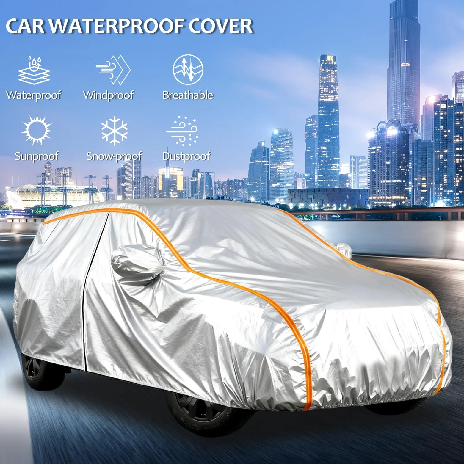 Funda Coche Exterior Hecho para Fiat 124 Spider 2016-2024 2025, Impermeable Lona Coche Transpirable Fundas Completa para Todo el Año Resistente Al Polvo Lluvia Nieve Rasguño