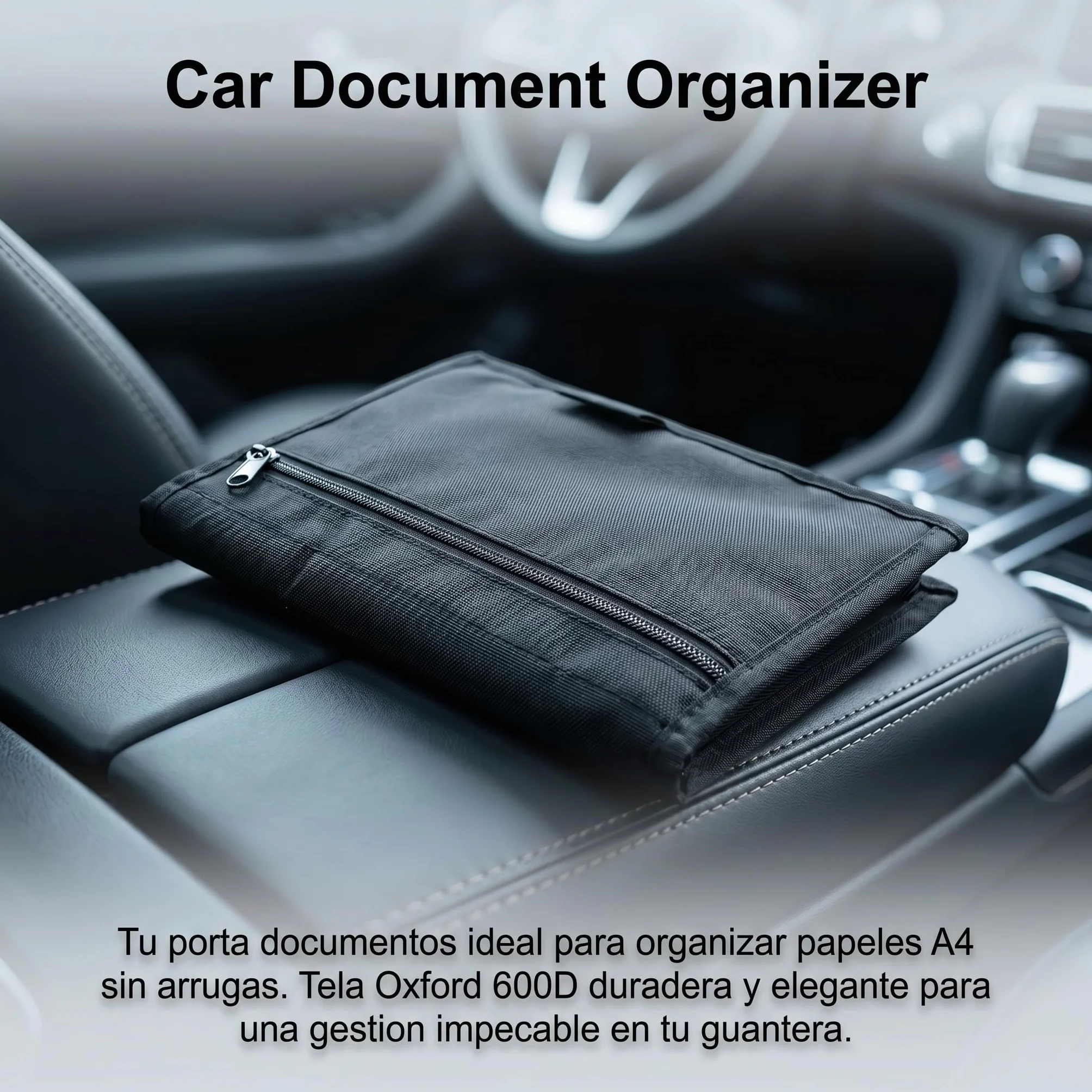 Organizador de Coche para Guanteras, Carpeta Portadocumentos con Múltiples Bolsillos para Manuales y Tarjetas, Estuche de Almacenamiento para Documentación del Vehículo, Negro