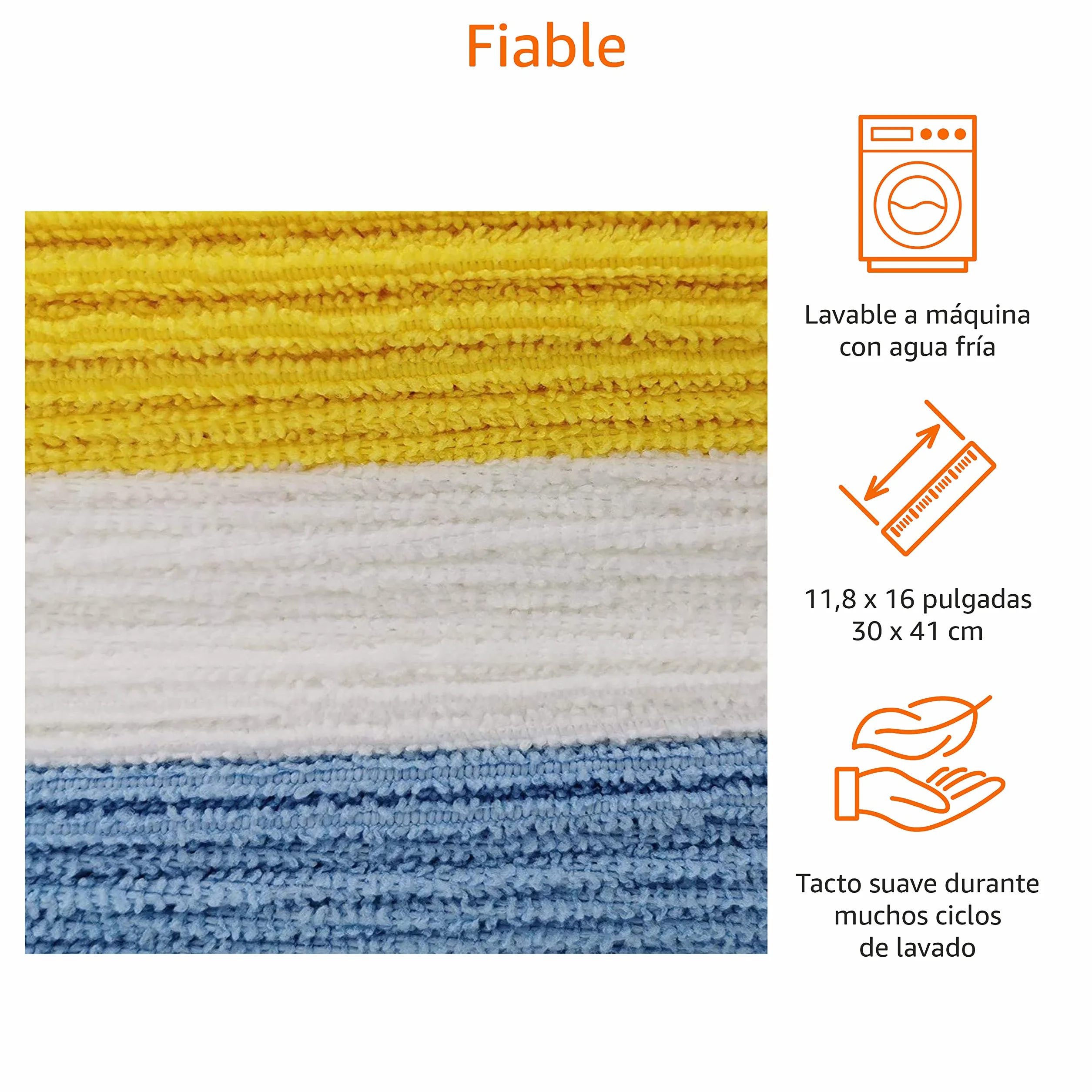 Amazon Basics Paño de limpieza de microfibra 30.5 x 40.5 cm 24 unidades Multicolor
