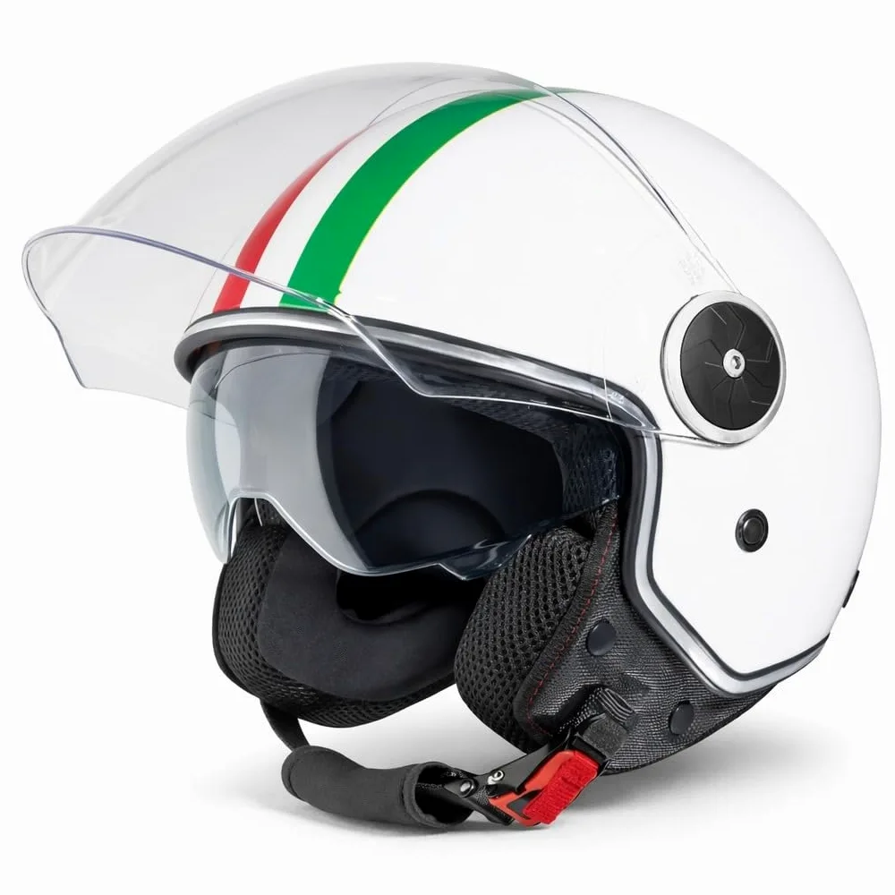 VINZ Neiva Casco Jet con Doble Visera | Casco Scooter & Moto & Ciclomotor | con Visera Solar & Bandera Italiana | ECE 22.06 Homologado | En Tamaño XS - XXL | para Hombre y Mujer
