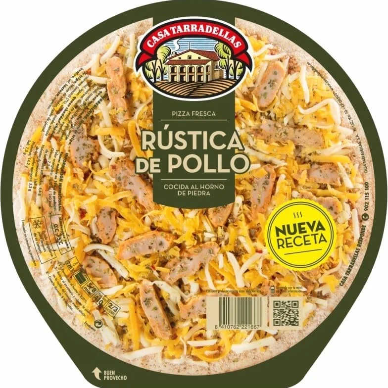 Pizza fresca de jamón y queso cocida al horno de piedra CASA TARRADELLAS 405 g Pack 4