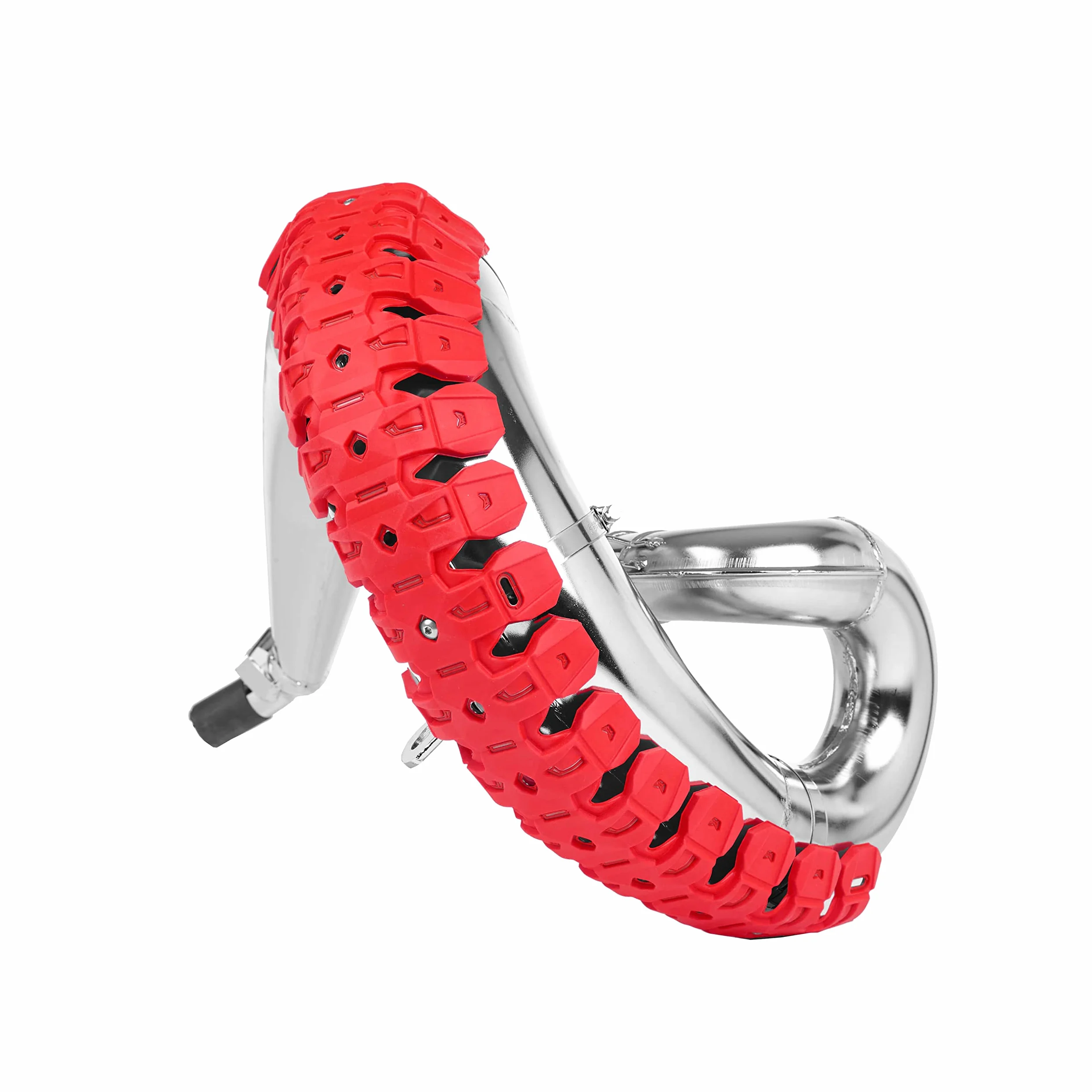 POLISPORT 8469200004 - Armadillo Pipe Protector de Escape Universal para Motos de 2 Tiempos Fabricado en Acero Inoxidable y elastómero Ligero Resistente a Las Altas temperaturas en Color Rojo