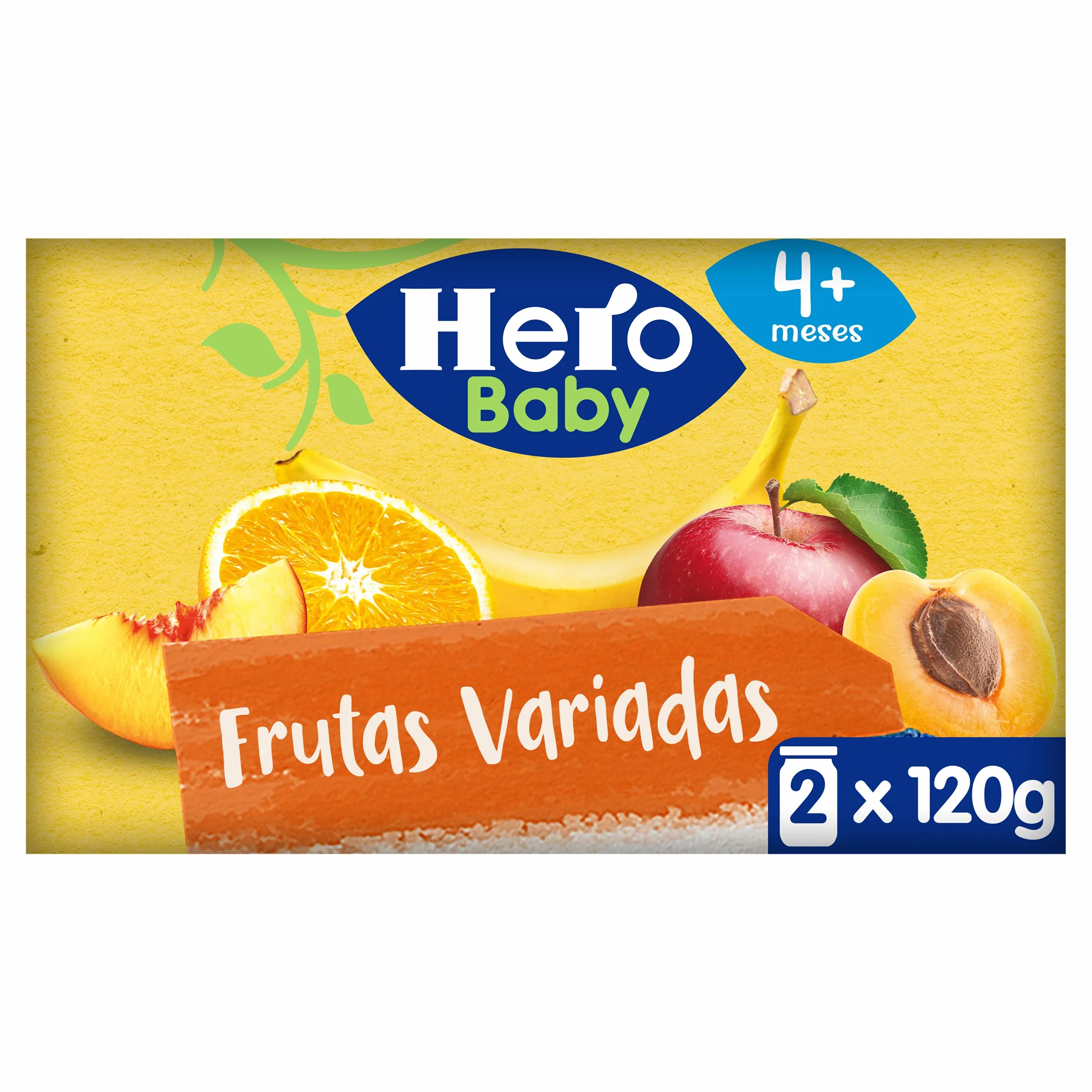 Hero Baby Tarritos de Frutas Variadas 100% Naturales Sin Azucares Añadidos Alimento Infantil 4 meses 120 g Pack 12